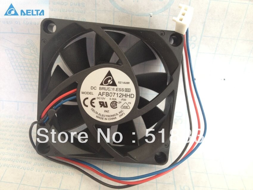 Delta AFB0712HHD 70x70x20mm 12V DC 0.250A 3-Wire Axial Cooling Fan