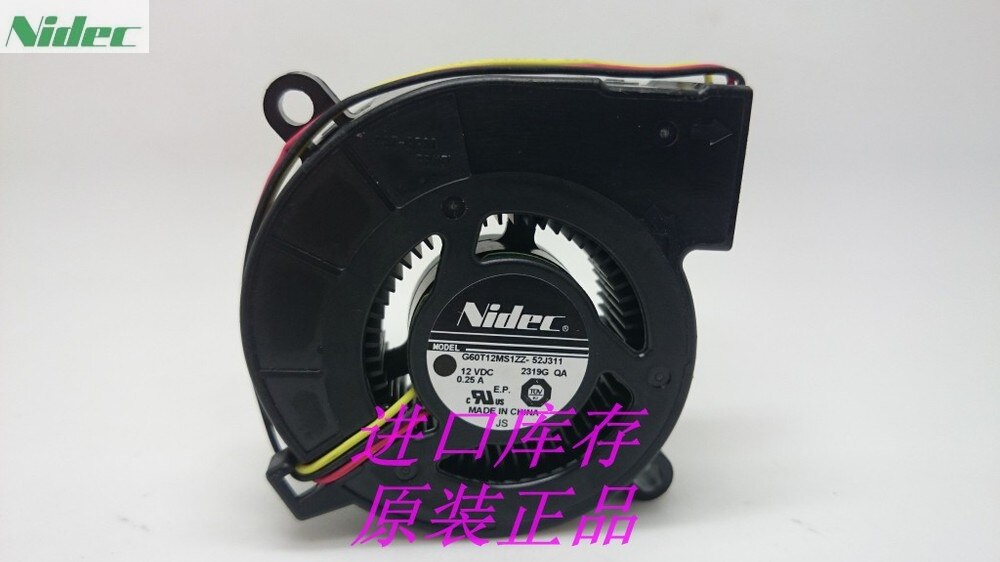 Nidec G60T12MS1ZZ-52J311 60x60x23mm 12V DC 0.25A Axial Cooling Fan