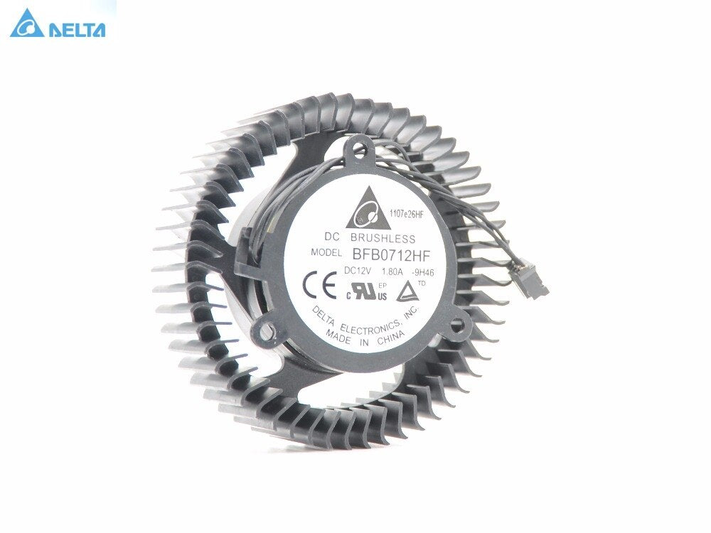 Delta BFB0712HF GPU Blower Fan 63mm Blade Diameter 38mm Mounting Pitch