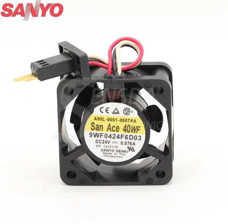 Sanyo Denki 9WF0424F6D03 40x40x20mm 24V DC 0.076A Axial Cooling Fan