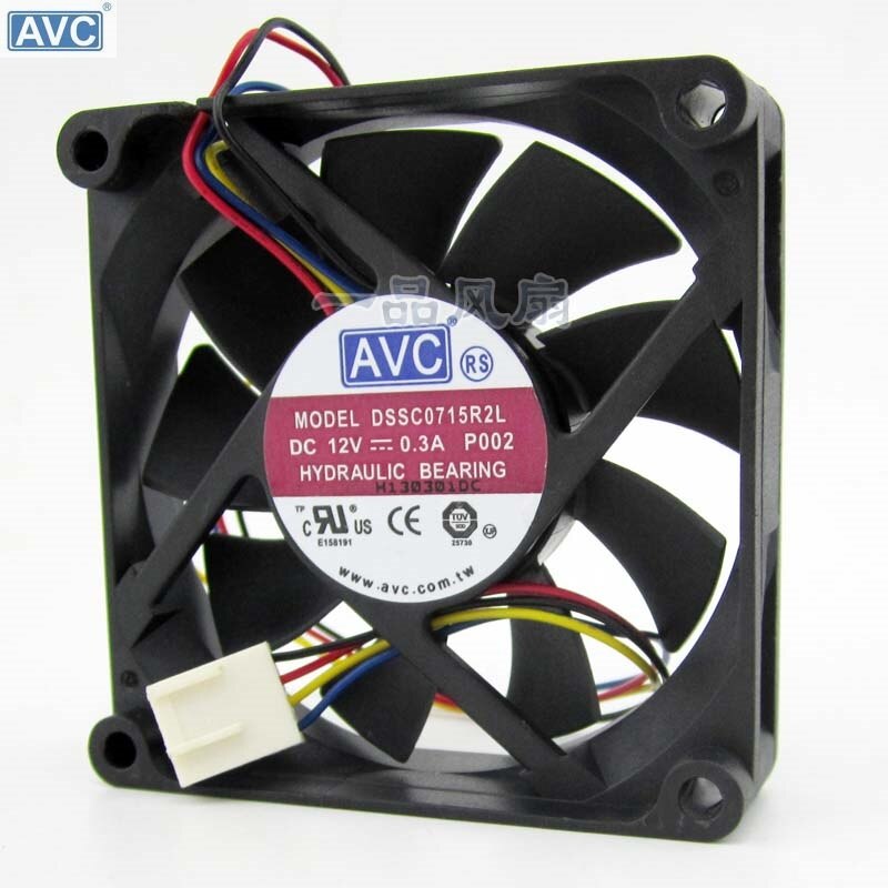 AVC DSSC0715R2L, 70x70x15mm 12V DC 0.3A 4-Wire Axial Cooling Fan