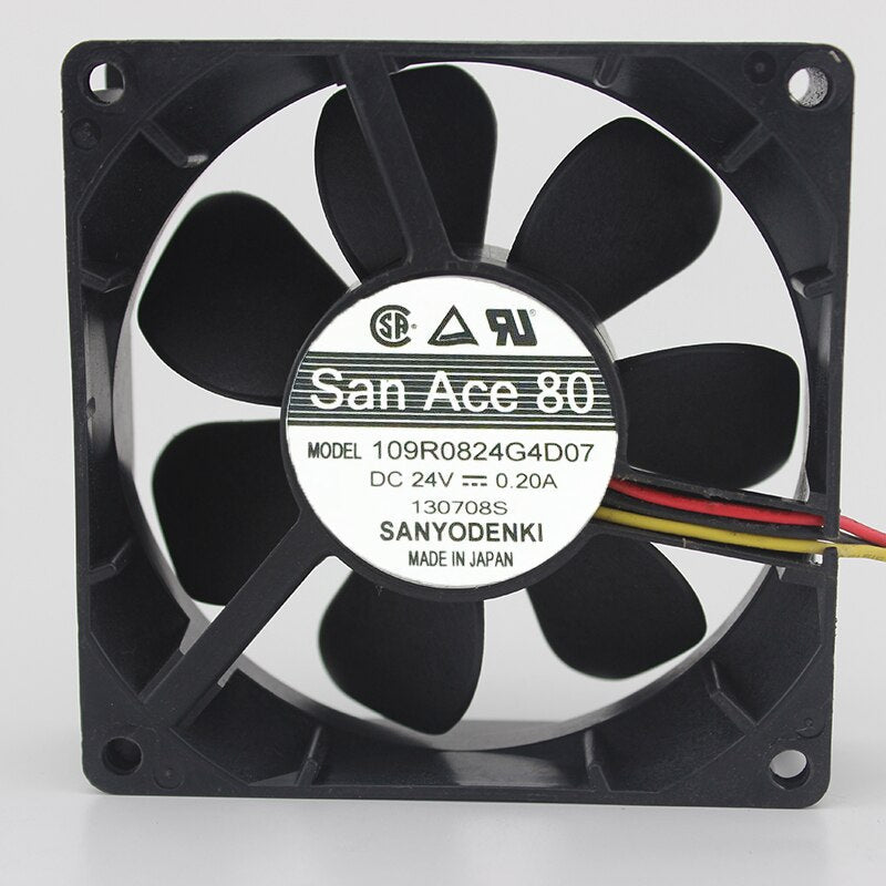 Sanyo Denki 109R0824G4D07 80x80x25mm 24V DC 0.2A Axial Cooling Fan