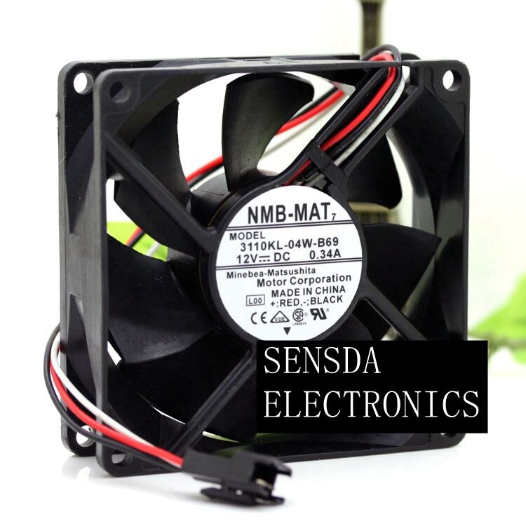 NMB 3110KL-04W-B69 80x80x25mm 12V DC 0.34A Axial Cooling Fan