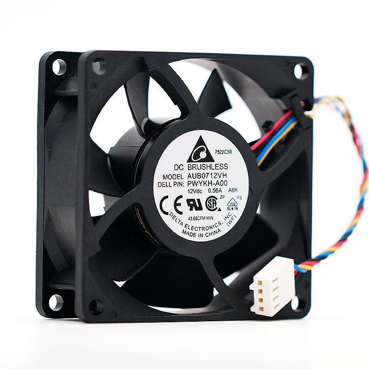 Delta AUB0712VH 70x70x25mm 12V DC 0.56A 4-Wire Axial Cooling Fan