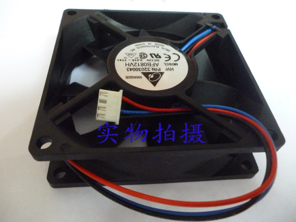 Delta AFB0812VH 80x80x25mm 12V DC 0.41A 3-Wire Axial Cooling Fan