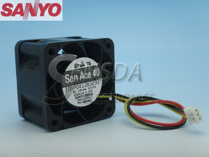 Sanyo Denki 109P0412K3233 40x40x28mm 12V DC 0.55A Axial Cooling Fan