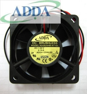 ADDA AD0624HB-A71GL 60x60x25mm 24V DC 0.15A 2-Wire Axial Cooling Fan