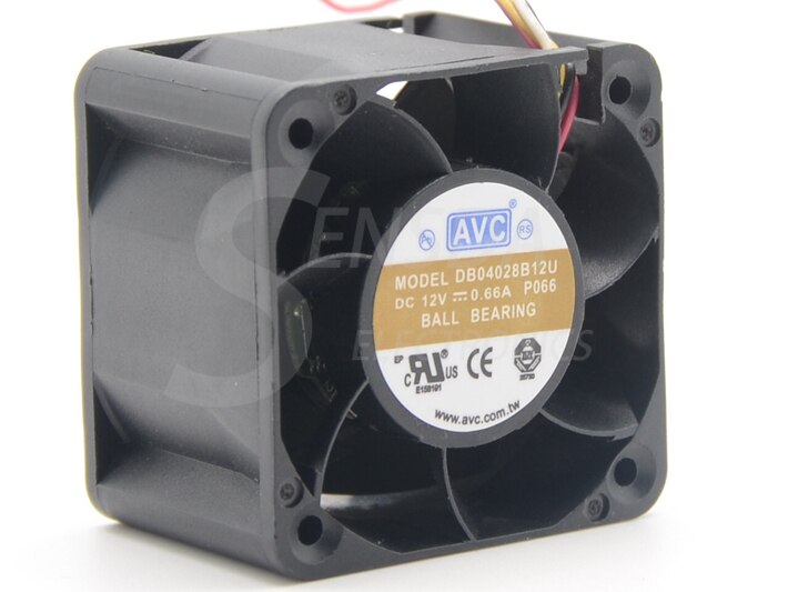 AVC DB04028B12U 40x40x28mm 12V DC 0.66A 4-Wire Axial Cooling Fan