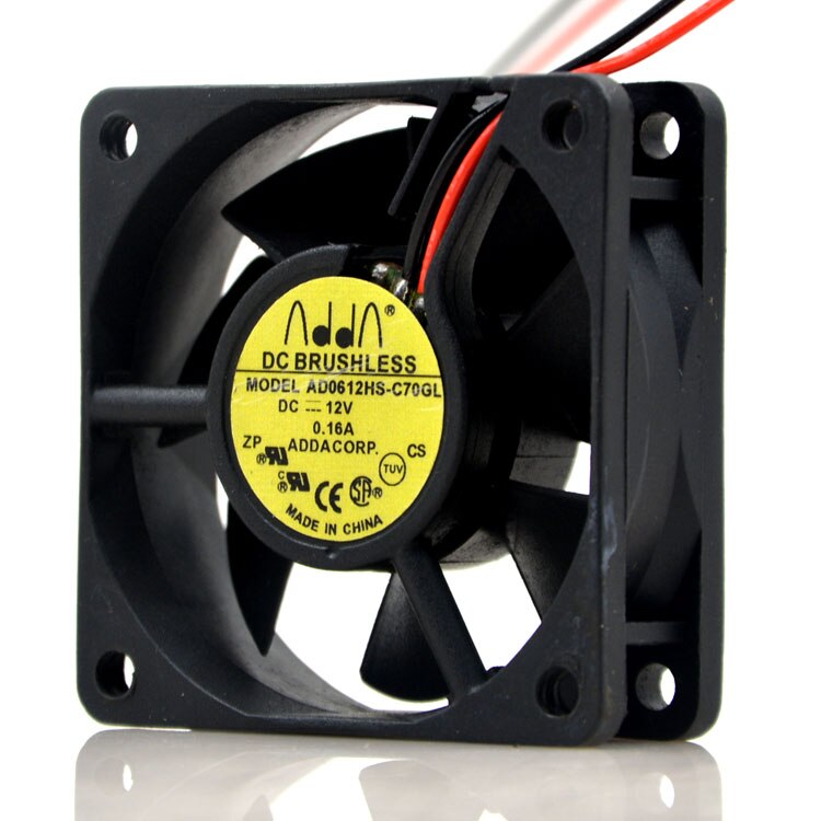 ADDA AD0612HS-C70GL 60x60x20mm 12V DC 0.16A 2-Wire Axial Cooling Fan