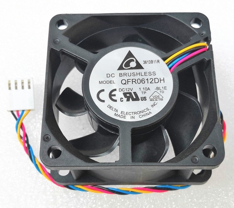 Delta QFR0612DH 60x60x25mm 12V DC 1.10A 4-Wire Axial Cooling Fan