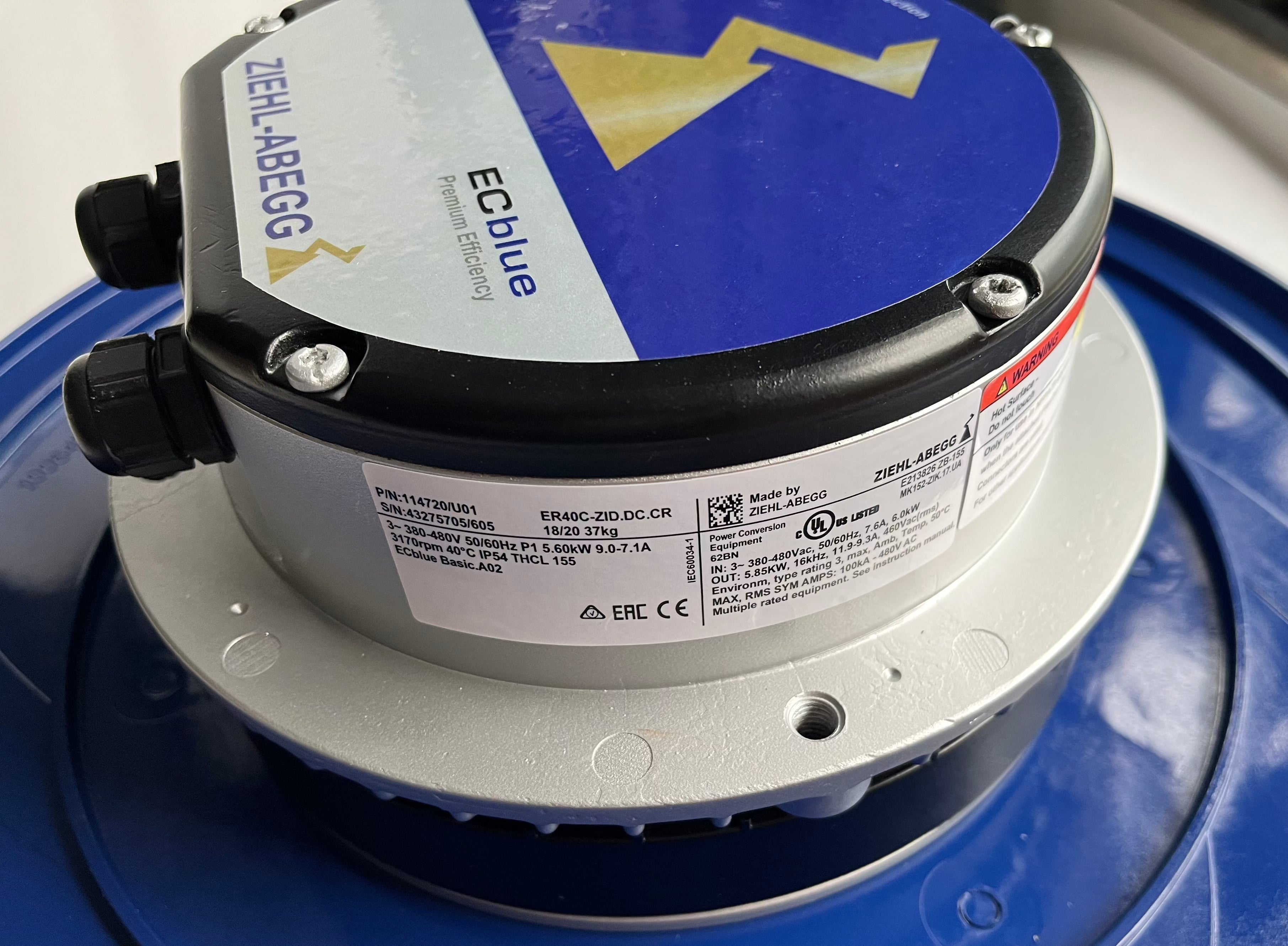 ER40C-ZID.DC.CR ZIEHL-ABEGG centrifugal fan 5.6kW (EC) 3-380/480V
