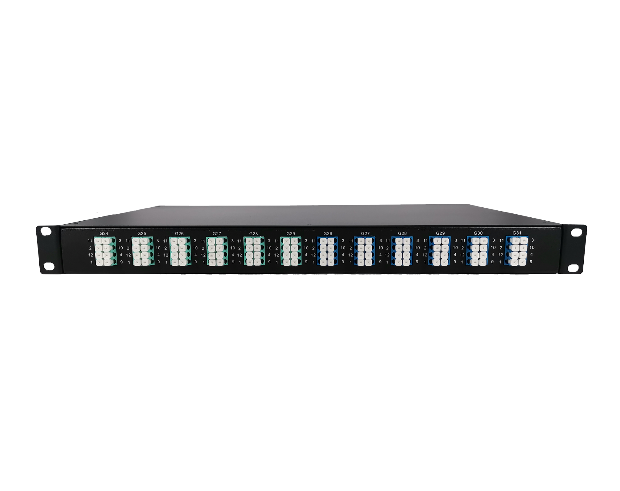 2x MTP-8, 96 Fibers LC OS2 Single Mode, Universal Polarity, HD1U 1U Breakout Cassette, 40G/100G to 10G/25G