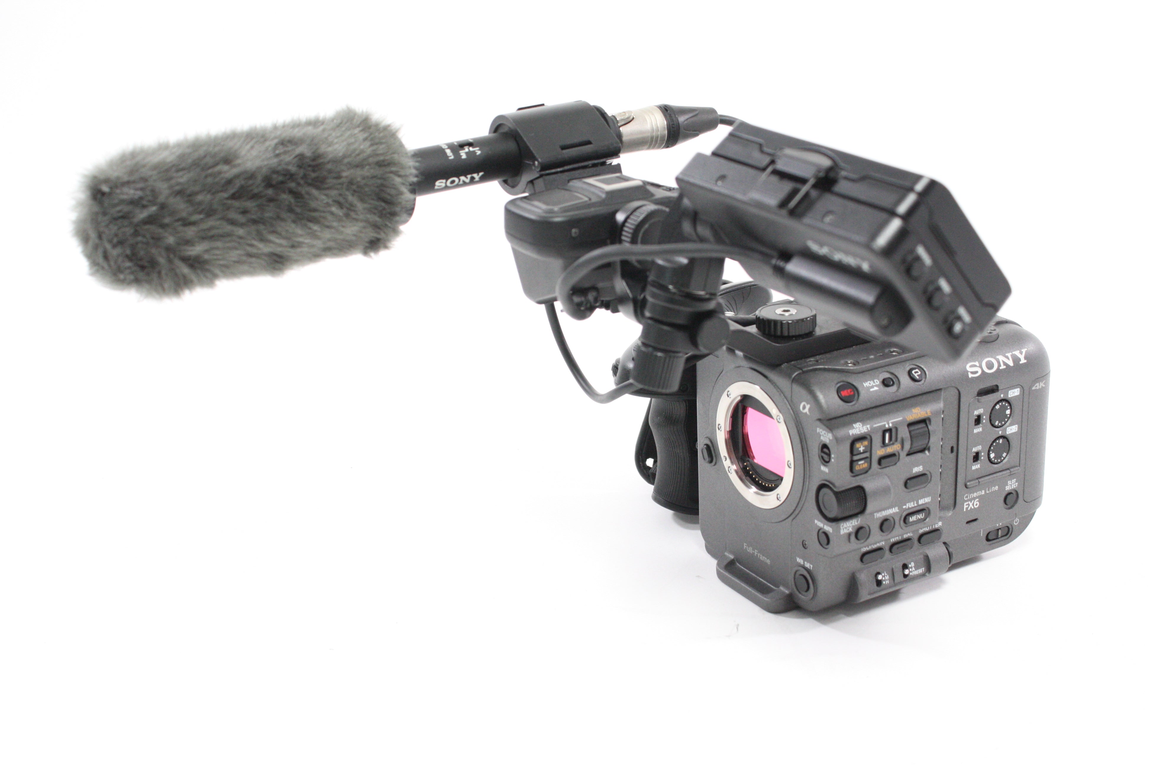 Sony FX6 Cinema Camera with Grip, Monitor and ECM-VG1 Mic with 34 Hours