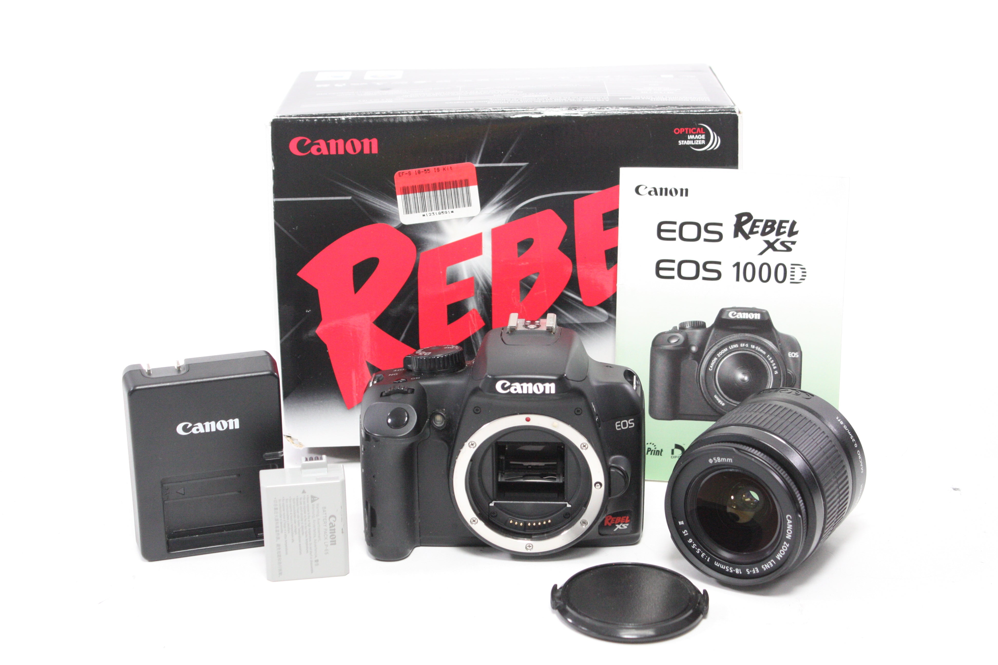 Canon EOS Rebel XS DSLR Camera with 18-5mm f/3.5-5.6 IS II Lens with Shutter Count 2,530