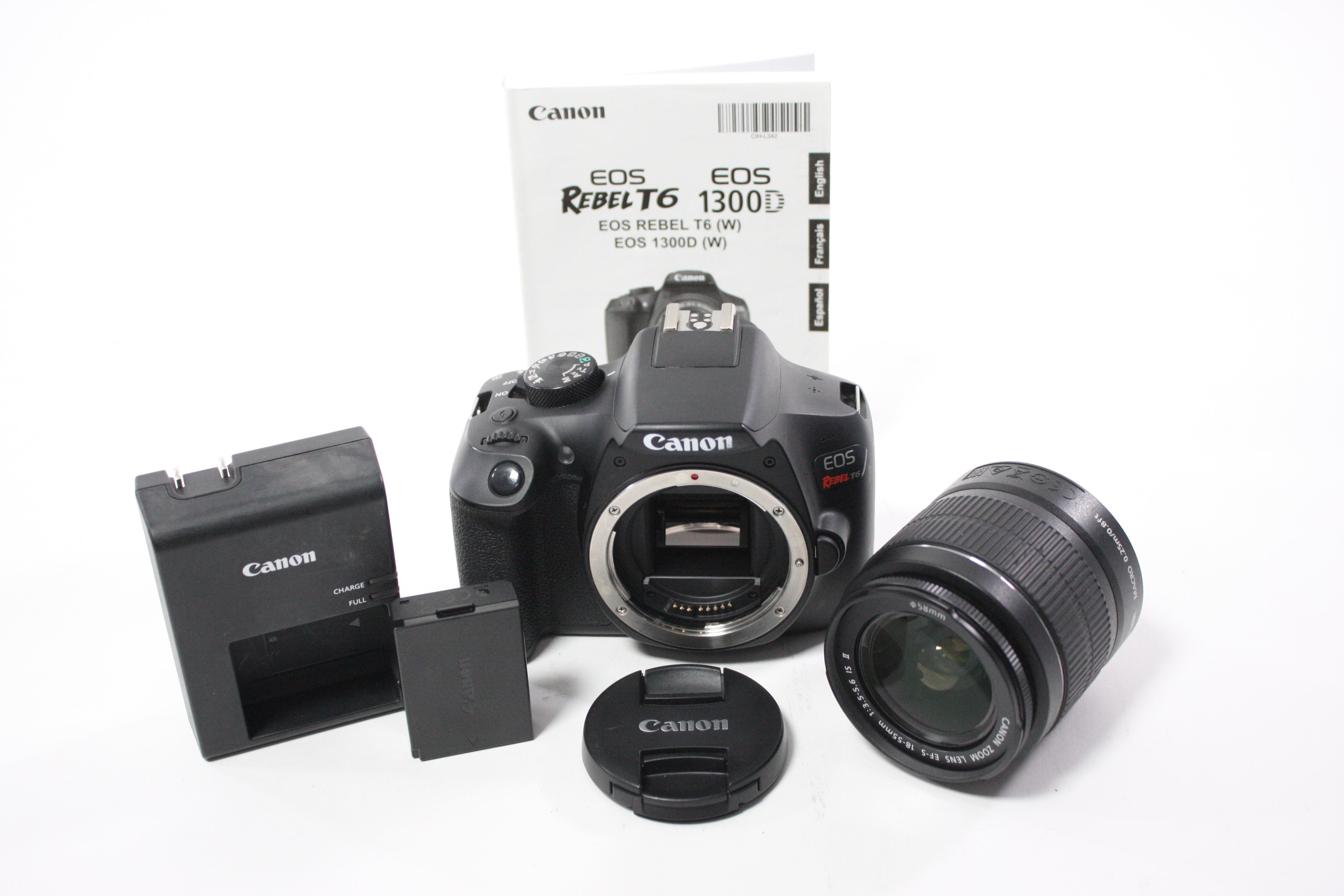 Canon EOS Rebel T6 DSLR Camera with 18-55mm f/3.5-5.6 IS II EF-S Lens With Shutter Count 2,368