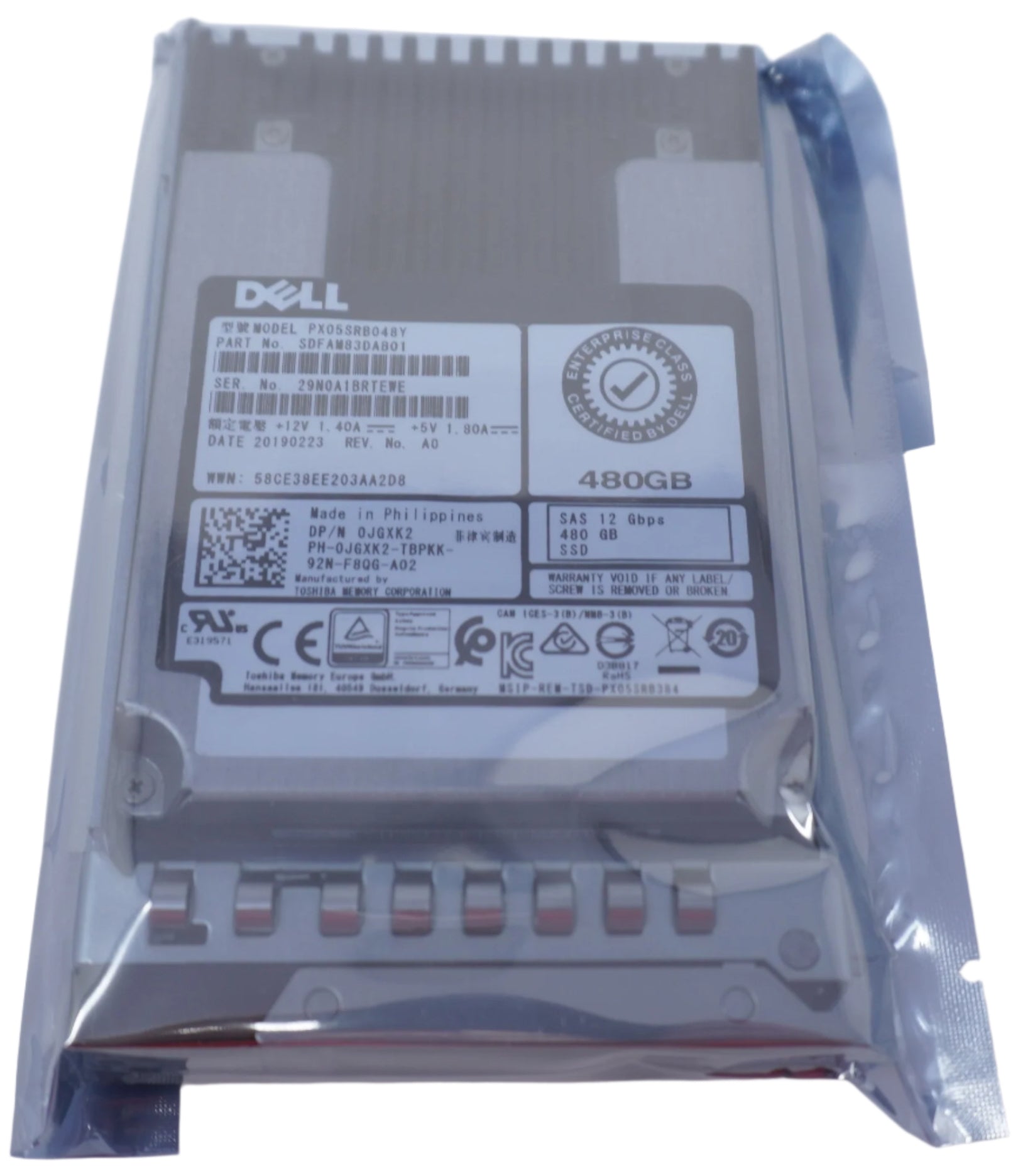 PX05SRB04BY Dell 480GB SAS 2.5" 12G MLC RI SSD 0JGXK2
