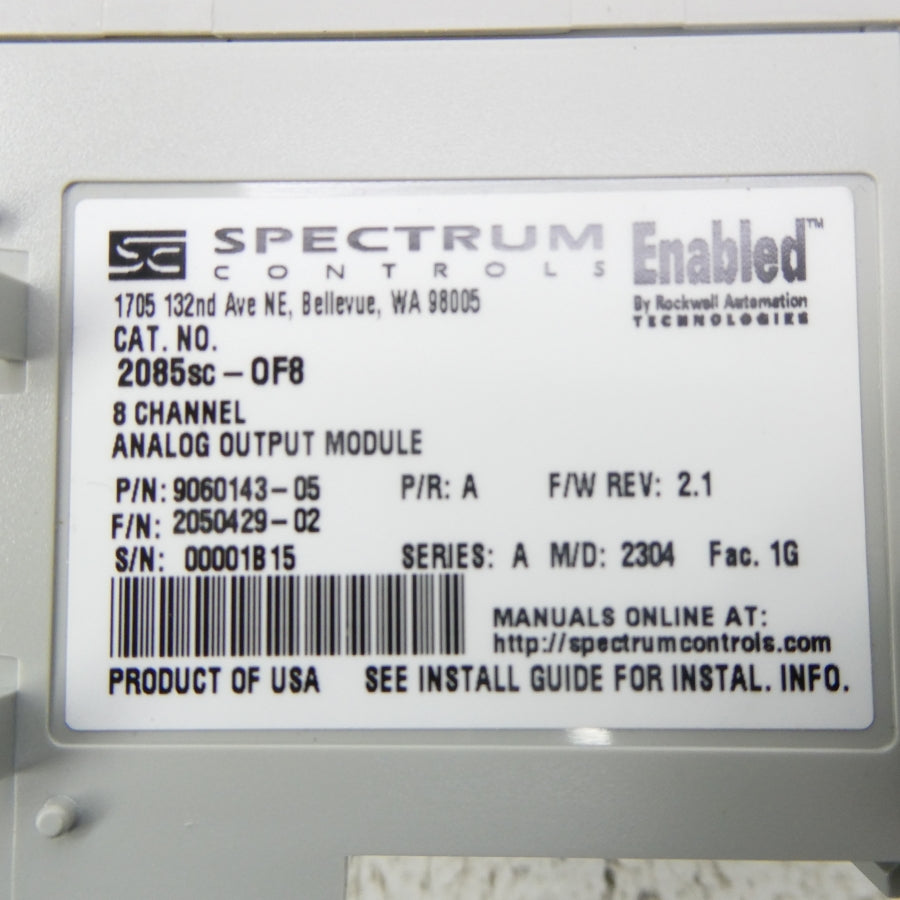 SPECTRUM CONTROLS 2085SC-OF8 9060143-05 SER. A F/W 2.1 NSNP