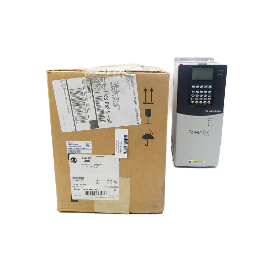 ALLEN BRADLEY 20BD022A3AYNAND0 SER. B F/W 10.003 432-528VAC 19.9A NSMP