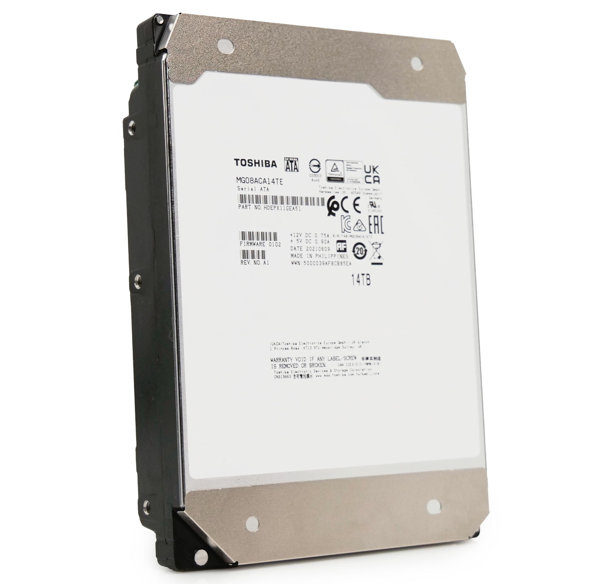 Toshiba MG08 MG08ACA14TE 14TB 7.2K RPM SATA 6Gb/s 512e 3.5in Refurbished HDD
