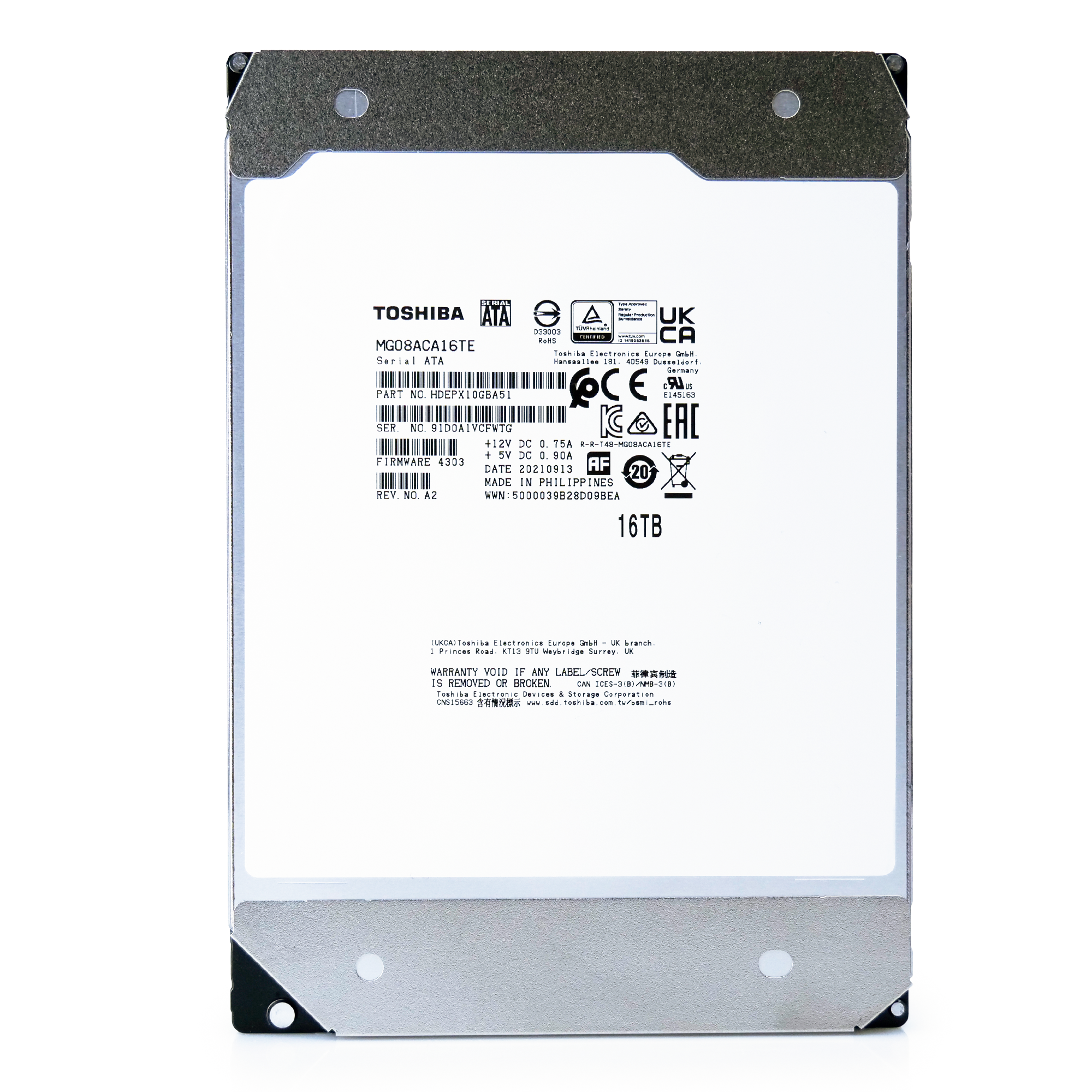 Toshiba MG08 MG08ACA16TE 16TB 7.2K RPM SATA 6Gb/s 3.5in Hard Drive
