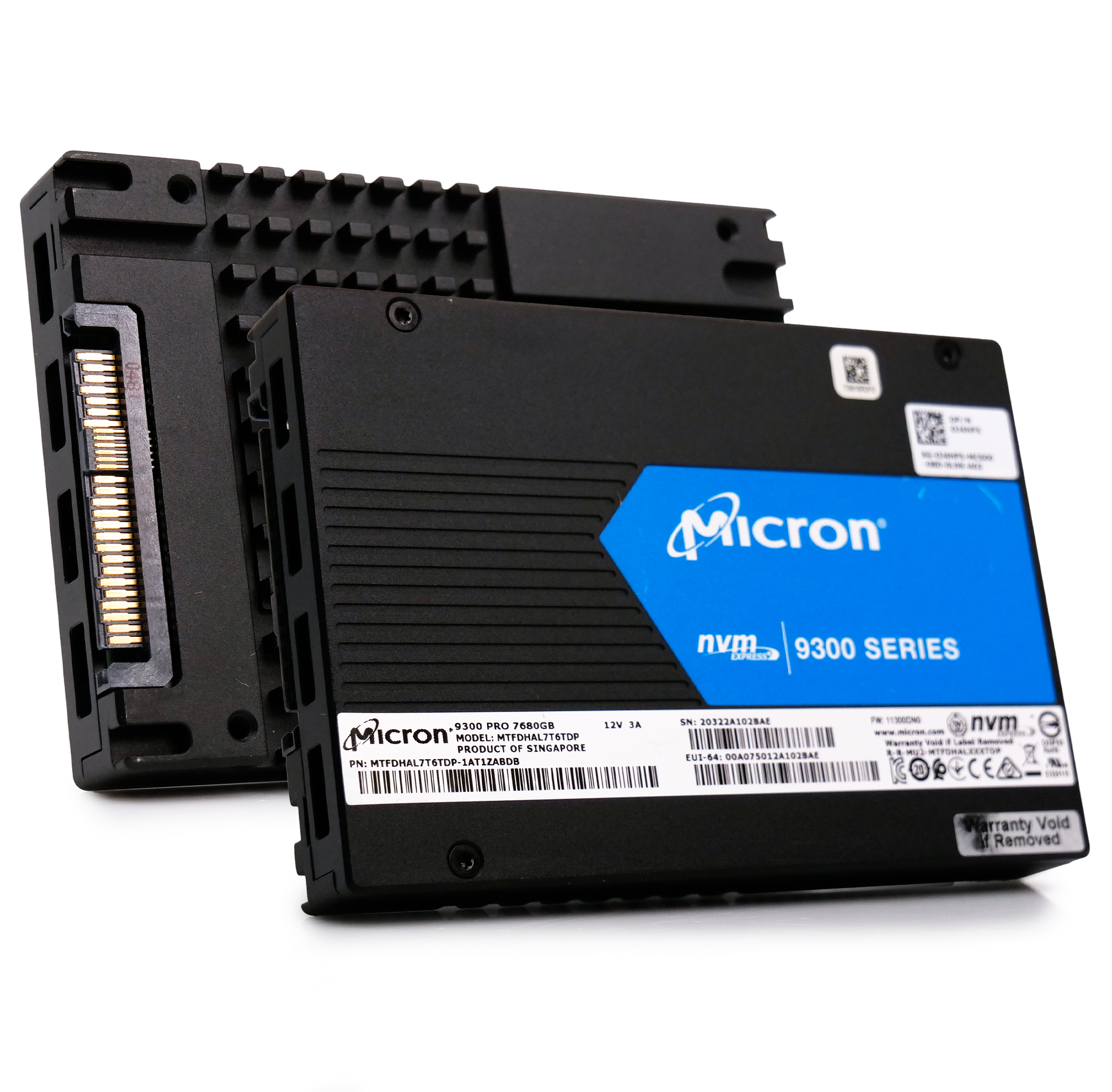 Micron 9300 Series MTFDHAL7T6TDP 0J4HP5 7.68TB 1 DWPD PCIe Gen 3.0 x4 4GB/s 3D TLC U.2 NVMe 2.5in Enterprise Solid State Drive