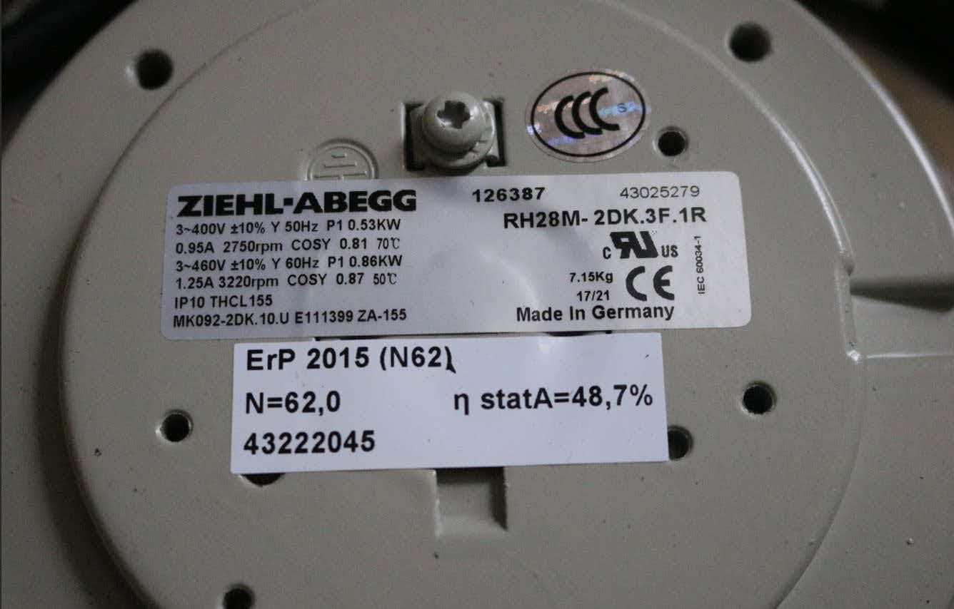 RH28M-2DK.3F.1R MK092-2DK.10.U ZIEHL-ABEGG centrifugal fan for Siemens 6ES70 VFD Inverters Fan