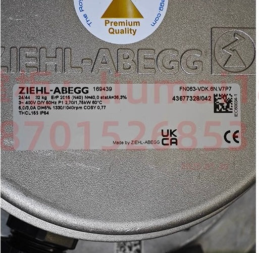 FN063-VDK.6N.V7P7(Art No:169699)ZIEHL-ABEGG Axial Fan 400V 2.8/1.75kW 5/2.9A 1320/1010rpm