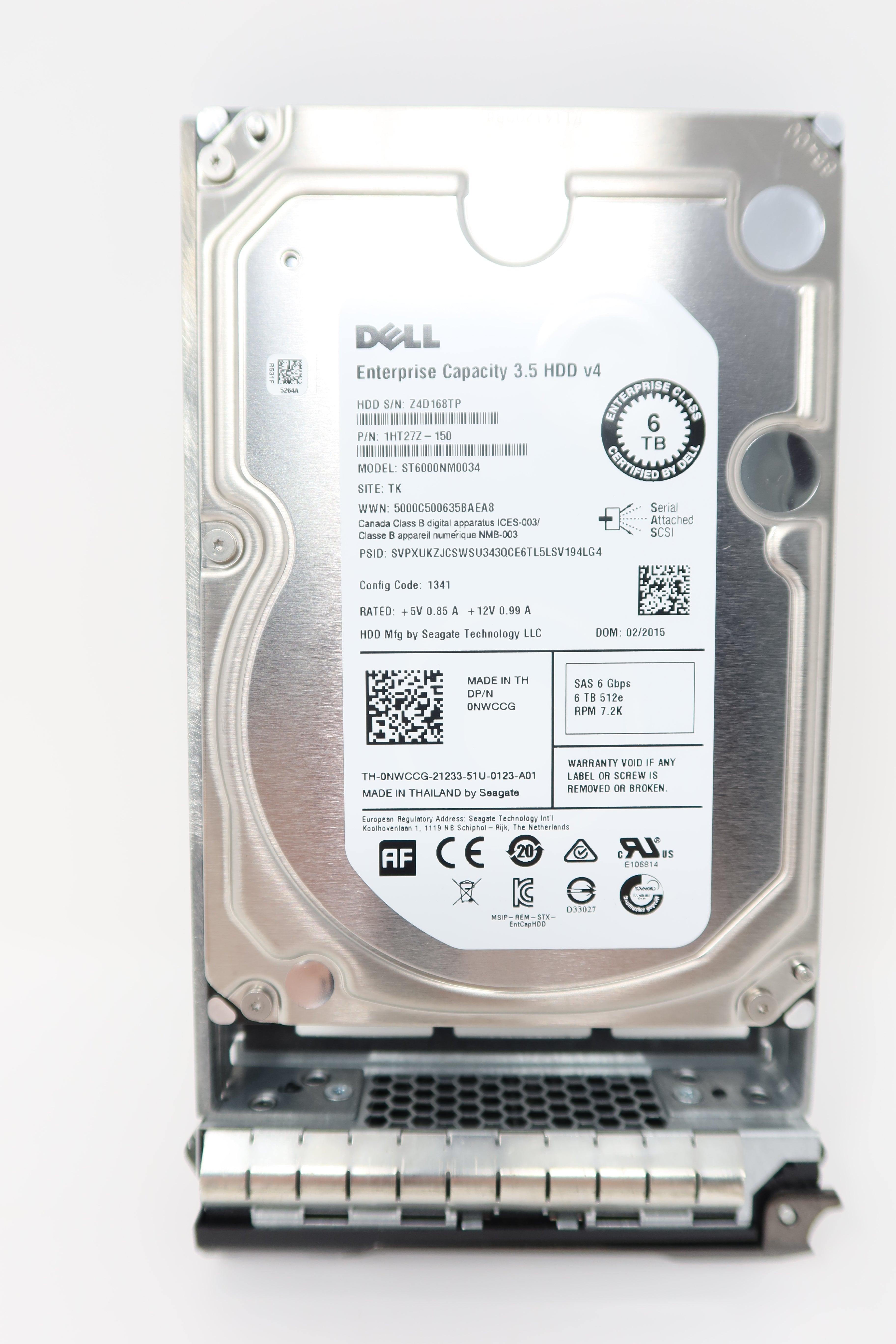 ST6000NM0034 Dell 6TB 7.2K 6G SAS 3.5IN (Lot of 5pc) NWCCG Drives