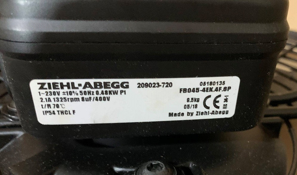 FB045-4EK.4F.6P ZIEHL-ABEGG Axial Fan 230V 0.48kW 2.1A 1325rpm