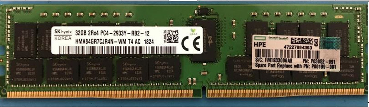 HPE P06189-001 32GB 2Rx4 PC4-2933Y-R CL21 ECC Registered RDIMM Server Memory