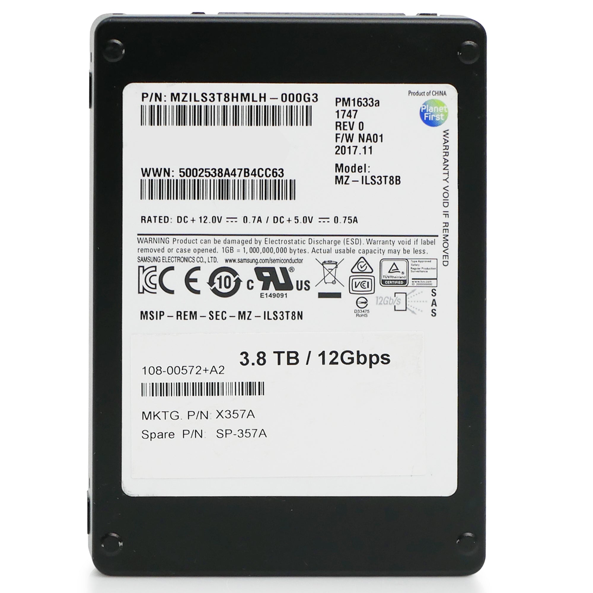 Samsung PM1633a MZILS3T8HMLH 3.84TB SAS 12Gb/s 2.5" SSD
