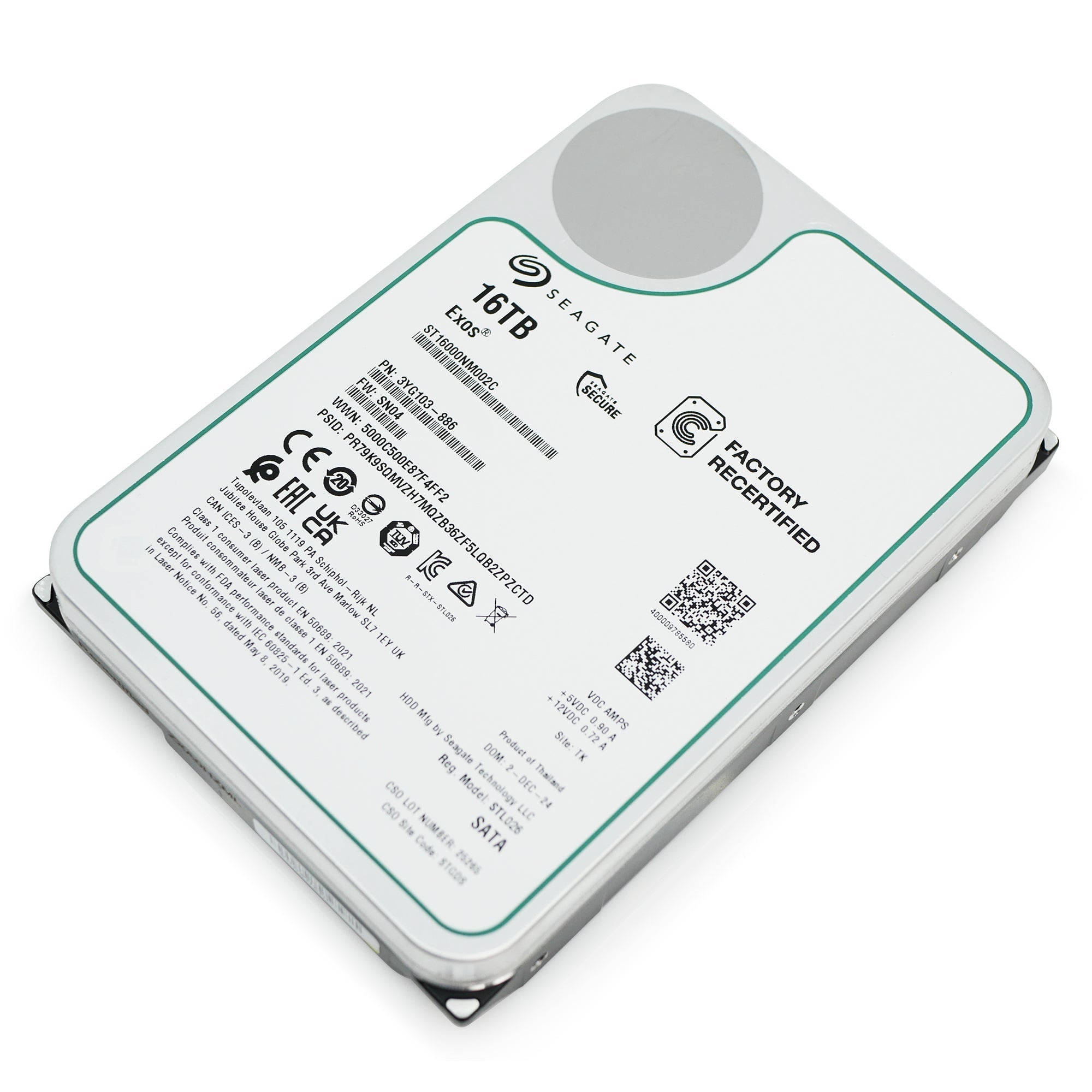Seagate Exos X16 ST16000NM002C 16TB 7.2K RPM SATA 6Gb/s 512e 3.5in Refurbished HDD