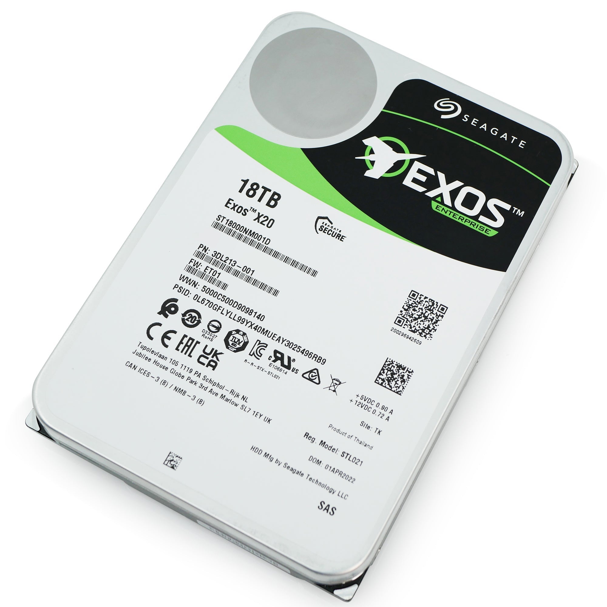 Seagate Exos X20 ST18000NM001D 18TB 7.2K RPM SAS 12Gb/s 512e 3.5in Hard Drive