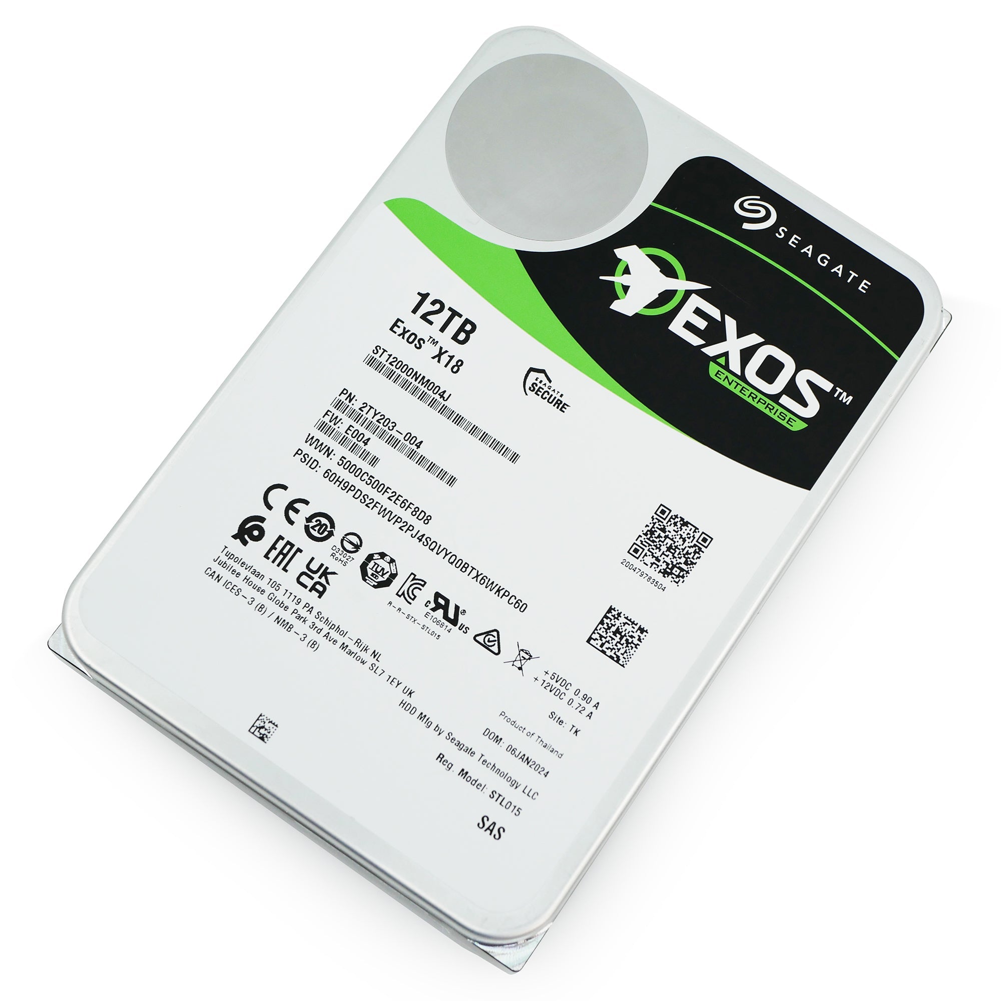 Seagate Exos X18 ST12000NM004J 12TB 7.2K RPM SAS 12Gb/s 512e 3.5in Refurbished HDD