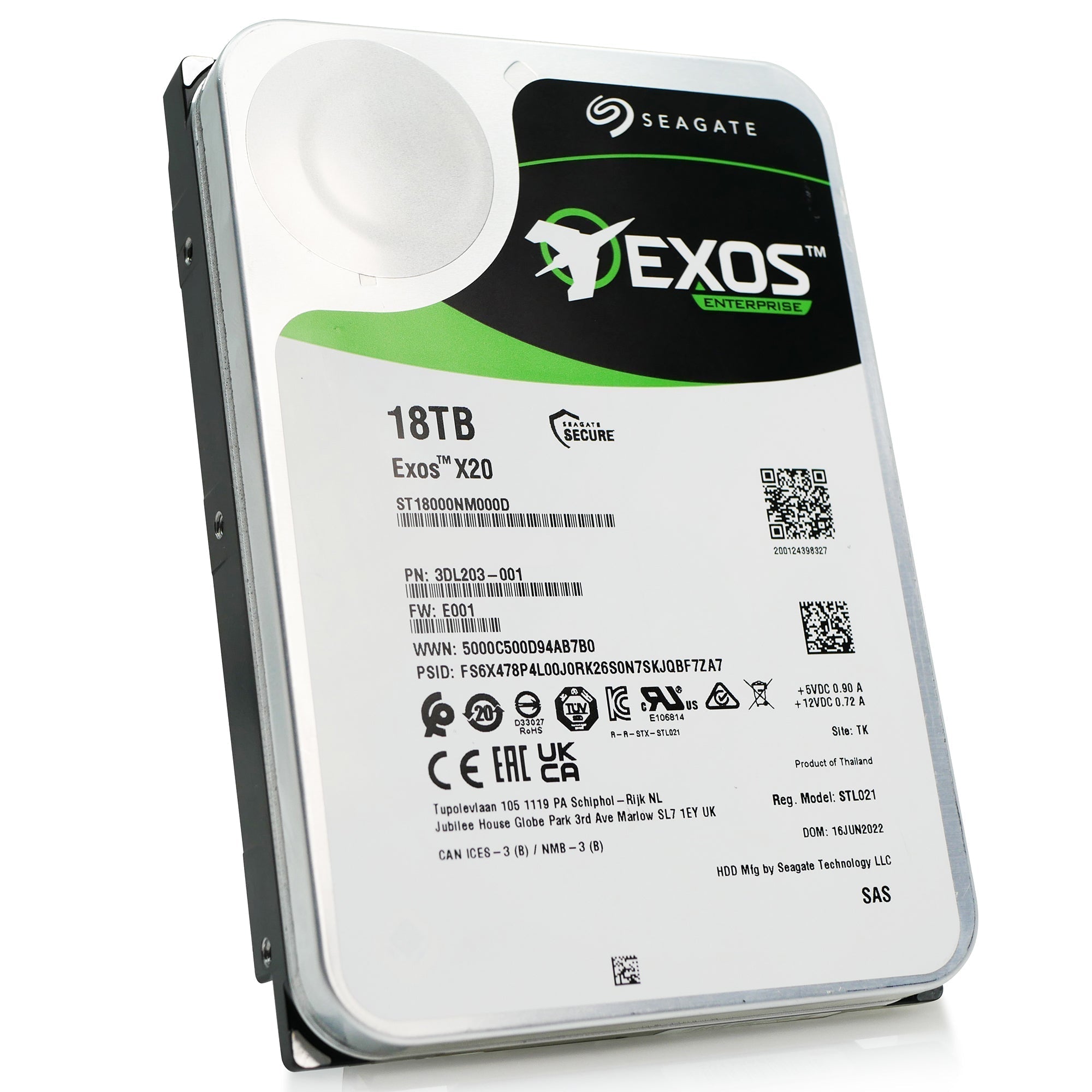 Seagate Exos X20 ST18000NM000D 18TB 7.2K RPM SAS 12Gb/s 3.5in Hard Drive