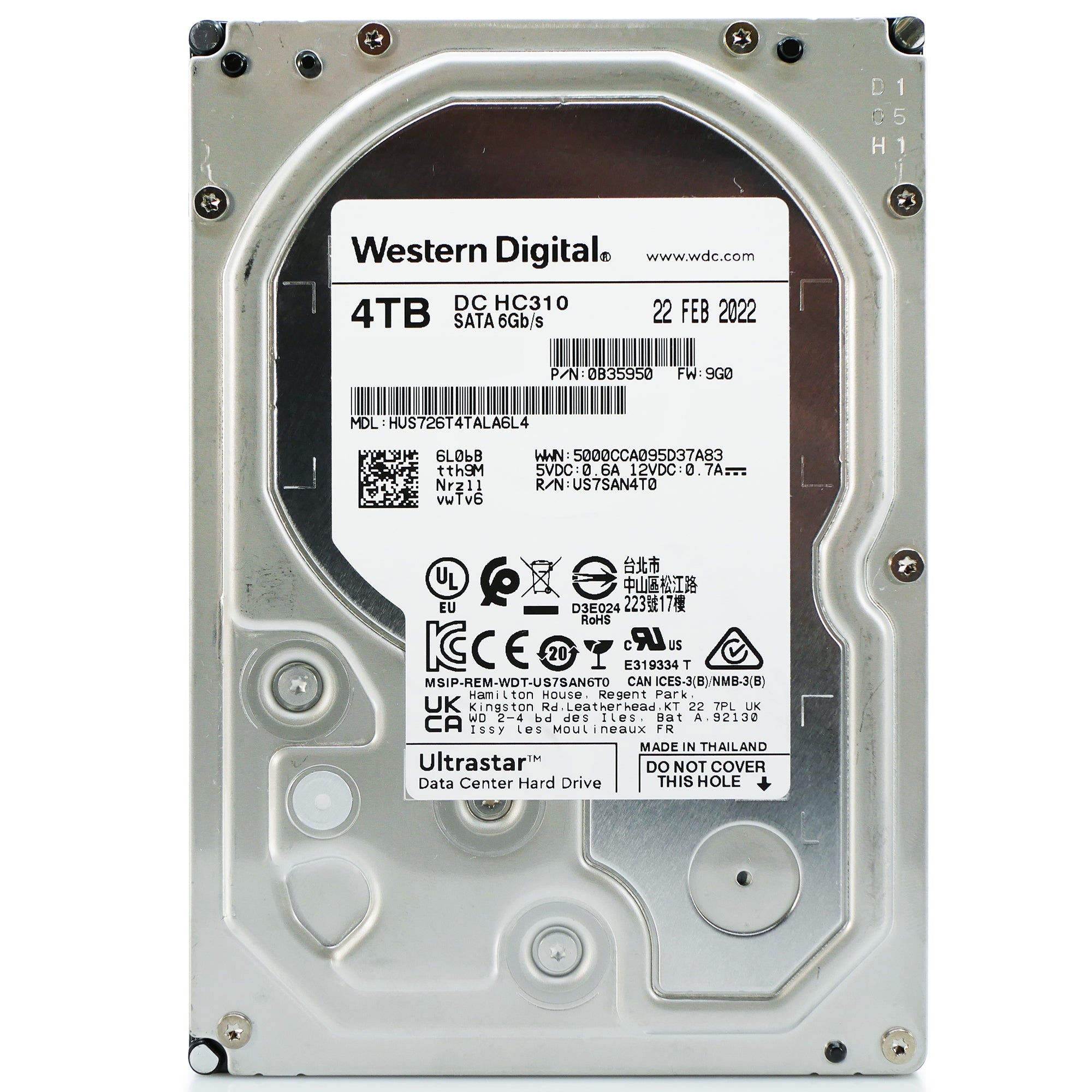 Western Digital Ultrastar DC HC310 HUS726T4TALA6L4 0B35950 4TB 7.2K RPM SATA 6Gb/s 512n 3.5in Hard Drive