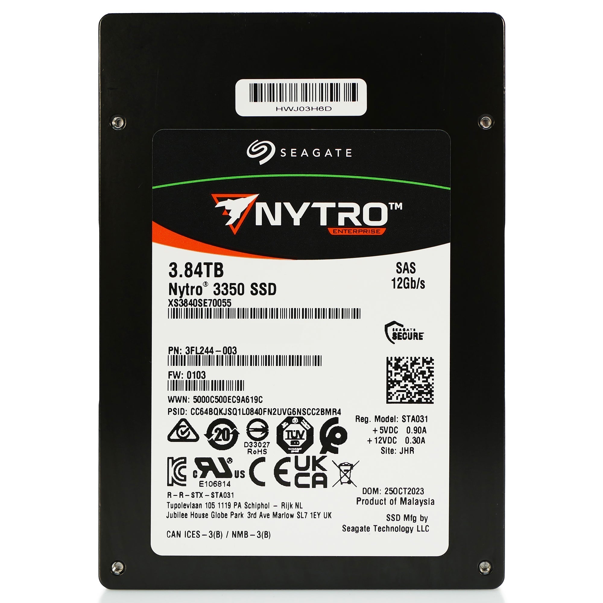 Seagate Nytro 3350 XS3840SE70055 3.84TB 1 DWPD SAS 12Gb/s 3D TLC 2.5in Solid State Drive