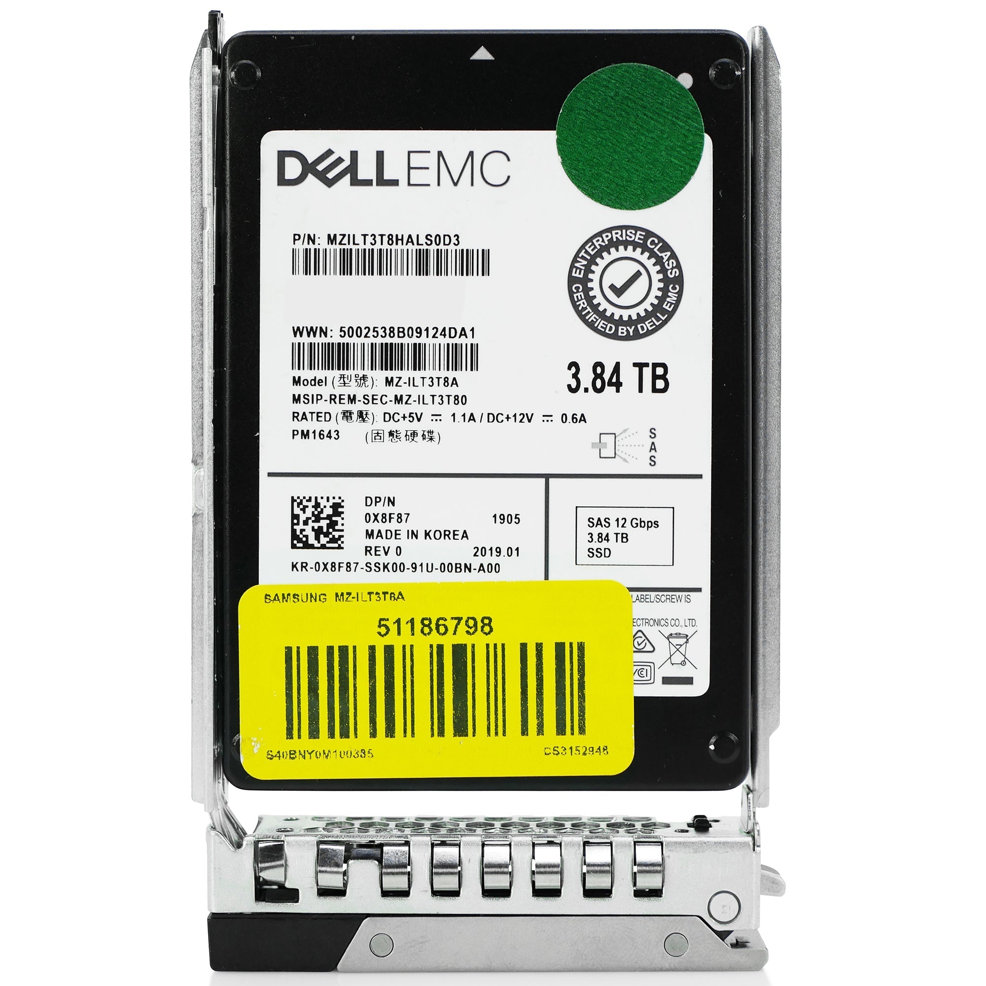 Dell G14 0X8F87 3.84TB 1 DWPD SAS 12Gb/s 3D TLC 2.5in Refurbished SSD