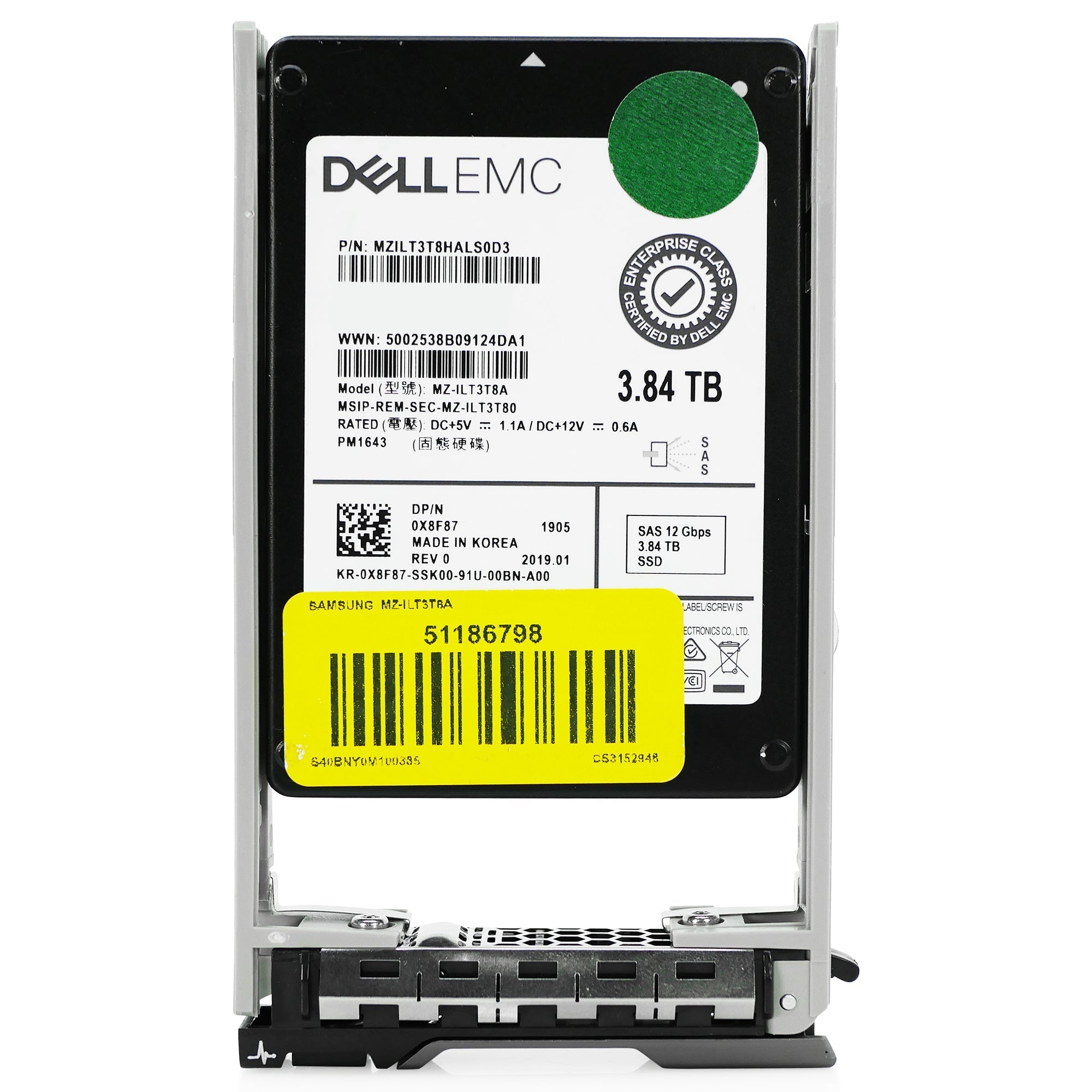 Dell G13 0X8F87 3.84TB 1 DWPD SAS 12Gb/s 3D TLC 2.5in Refurbished SSD