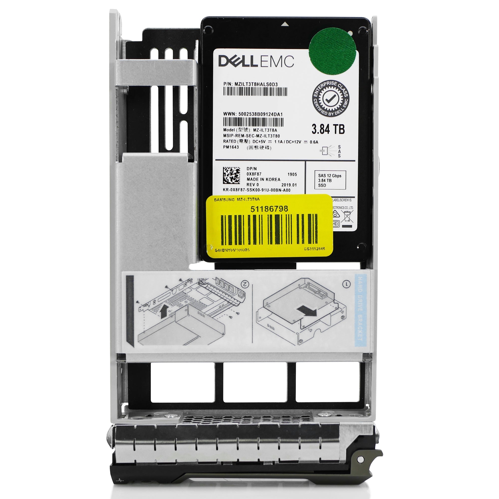 Dell G13 0X8F87 3.84TB 1 DWPD SAS 12Gb/s 3D TLC Hybrid 3.5in Refurbished SSD