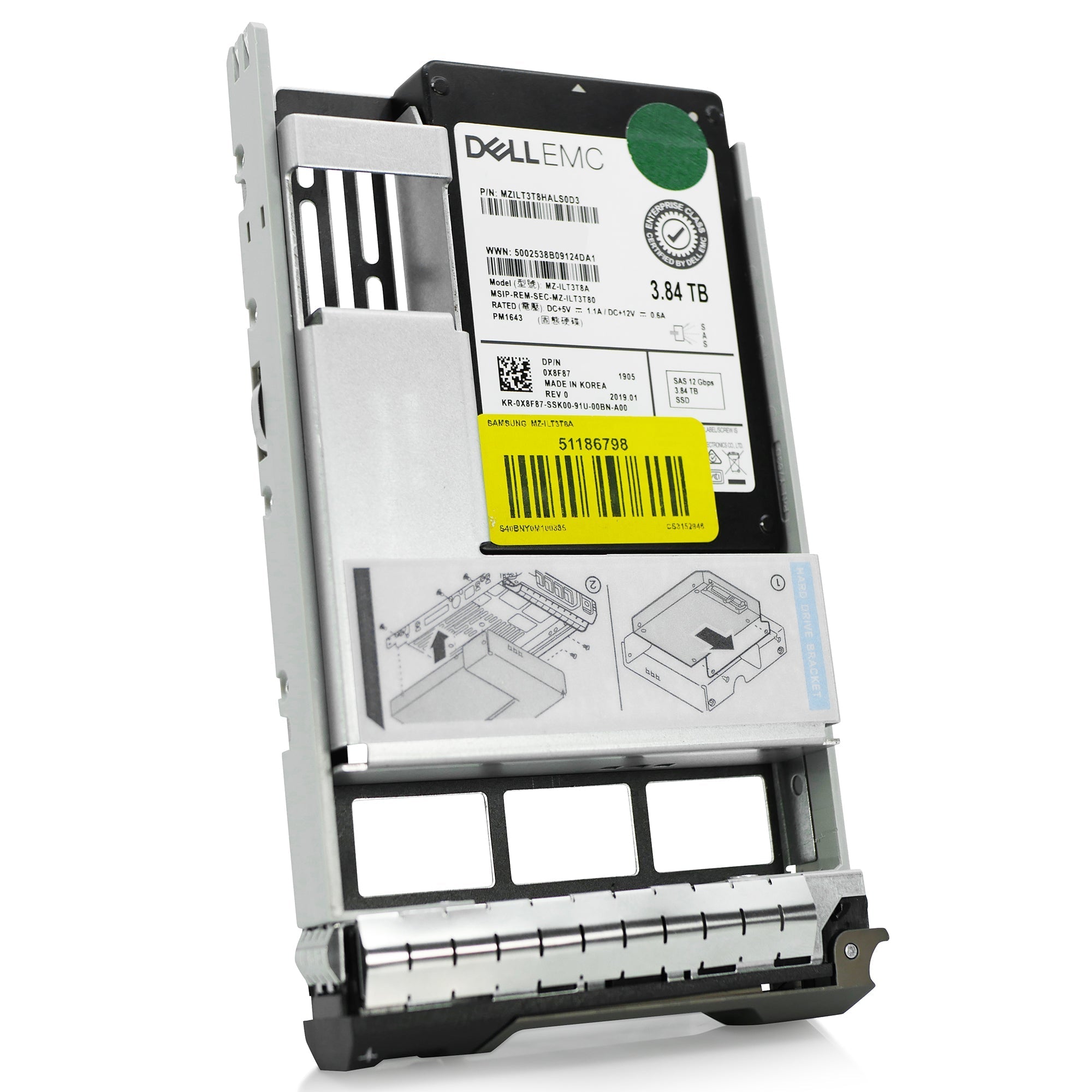 Dell G13 0X8F87 3.84TB 1 DWPD SAS 12Gb/s 3D TLC Hybrid 3.5in Refurbished SSD