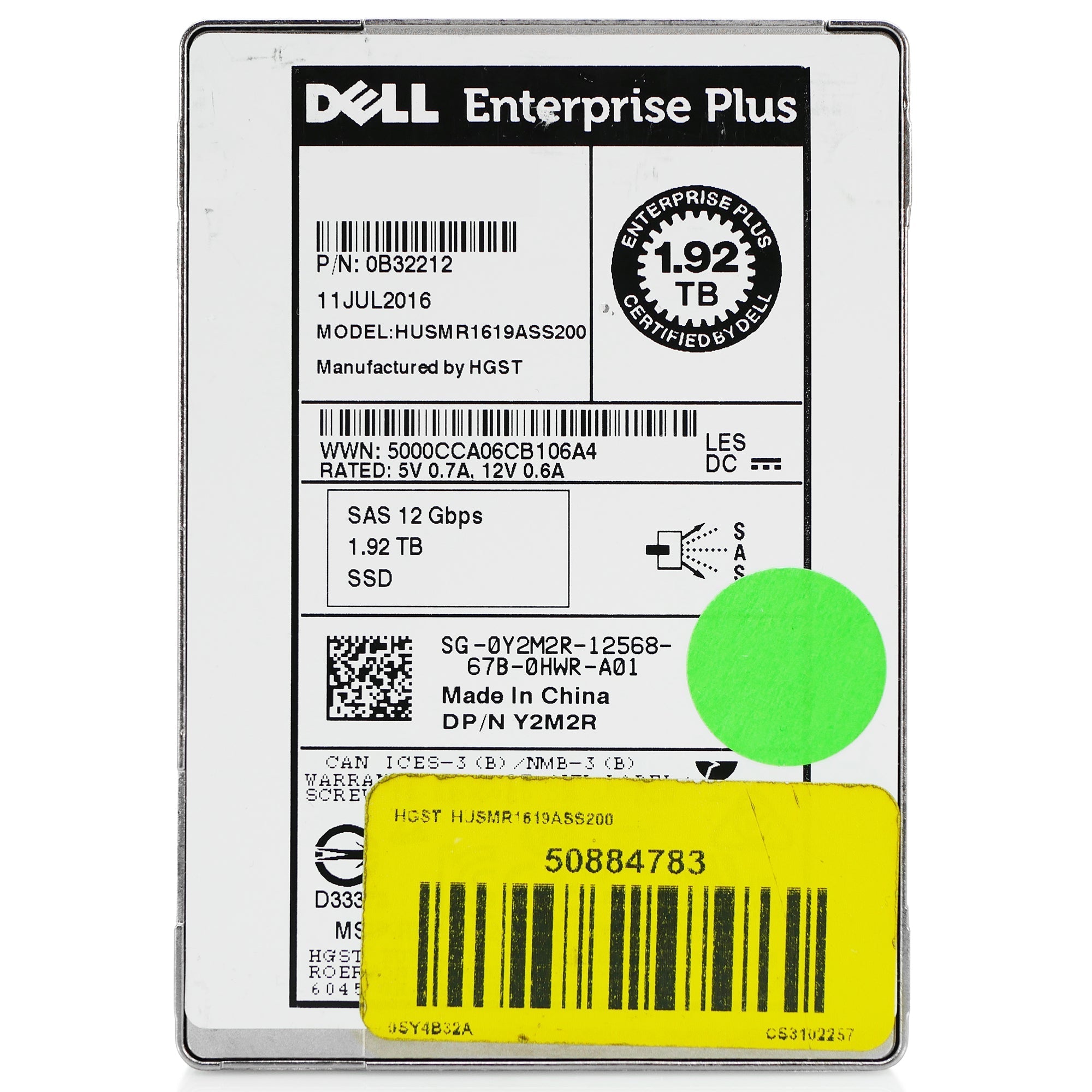 Dell/HGST Ultrastar DC SS200 HUSMR1619ASS200 0B32212 1.92TB 1 DWPD SAS 12Gb/s MLC 2.5in Refurbished SSD