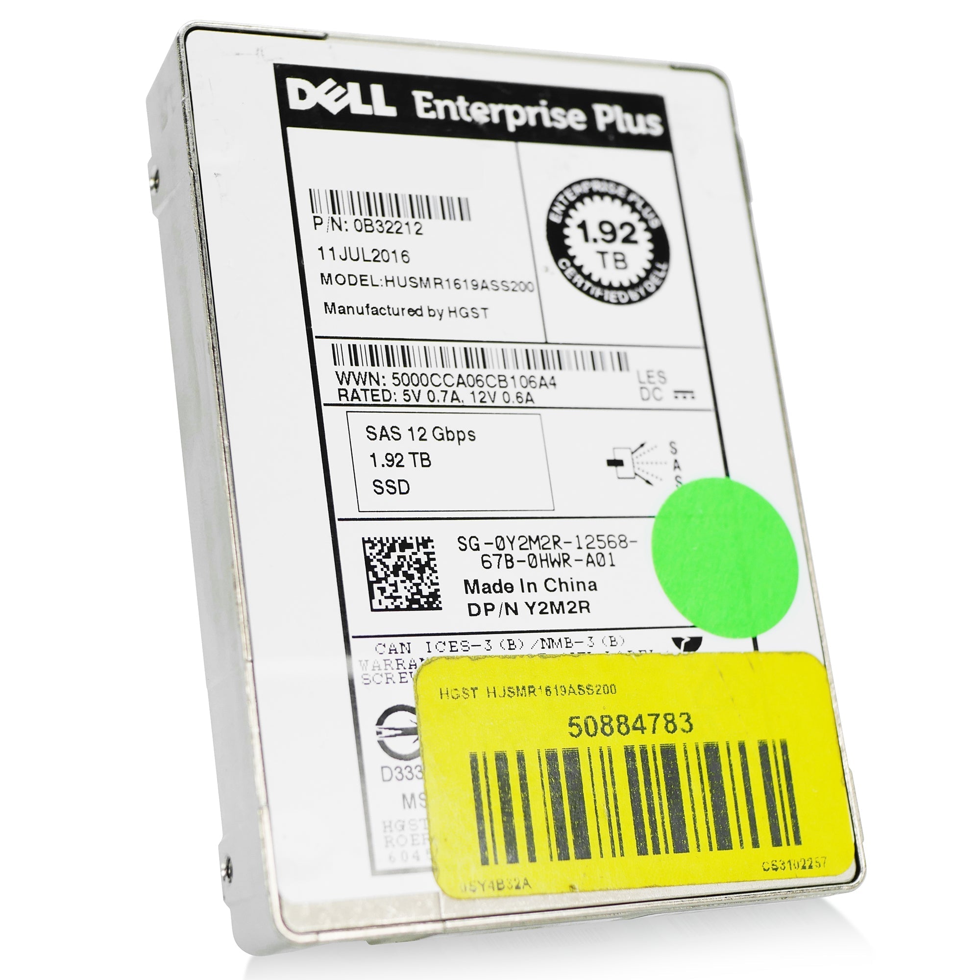 Dell/HGST Ultrastar DC SS200 HUSMR1619ASS200 0B32212 1.92TB 1 DWPD SAS 12Gb/s MLC 2.5in Refurbished SSD