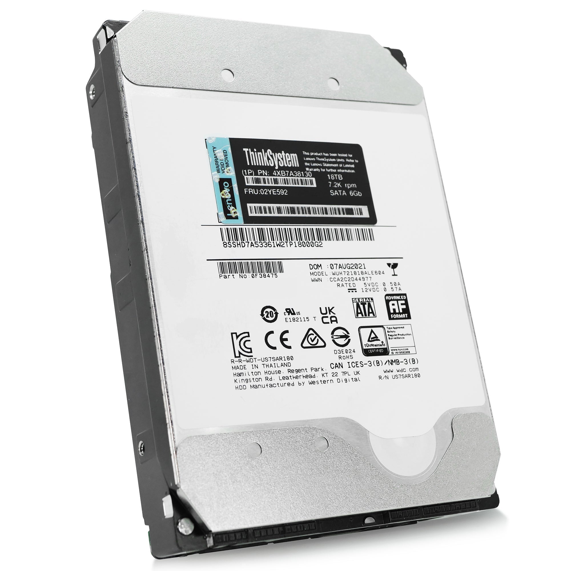 Western Digital/Lenovo Ultrastar DC HC550 WUH721818ALE604 0F38475 18TB 7.2K RPM SATA 6Gb/s 512e 3.5in Hard Drive