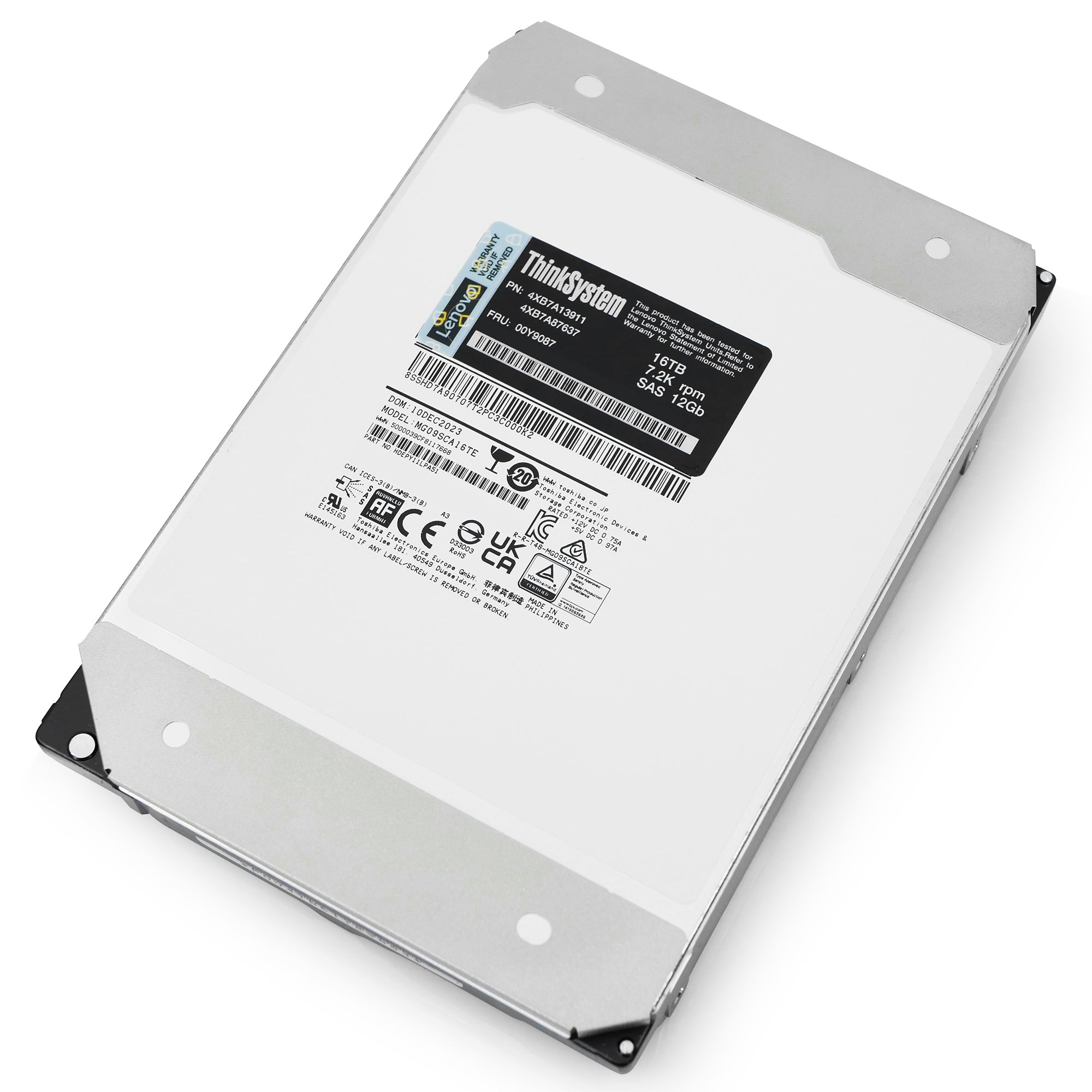 Toshiba/Lenovo MG09 MG09SCA16TE 16TB 7.2K RPM SAS 12Gb/s 512e 3.5in Hard Drive