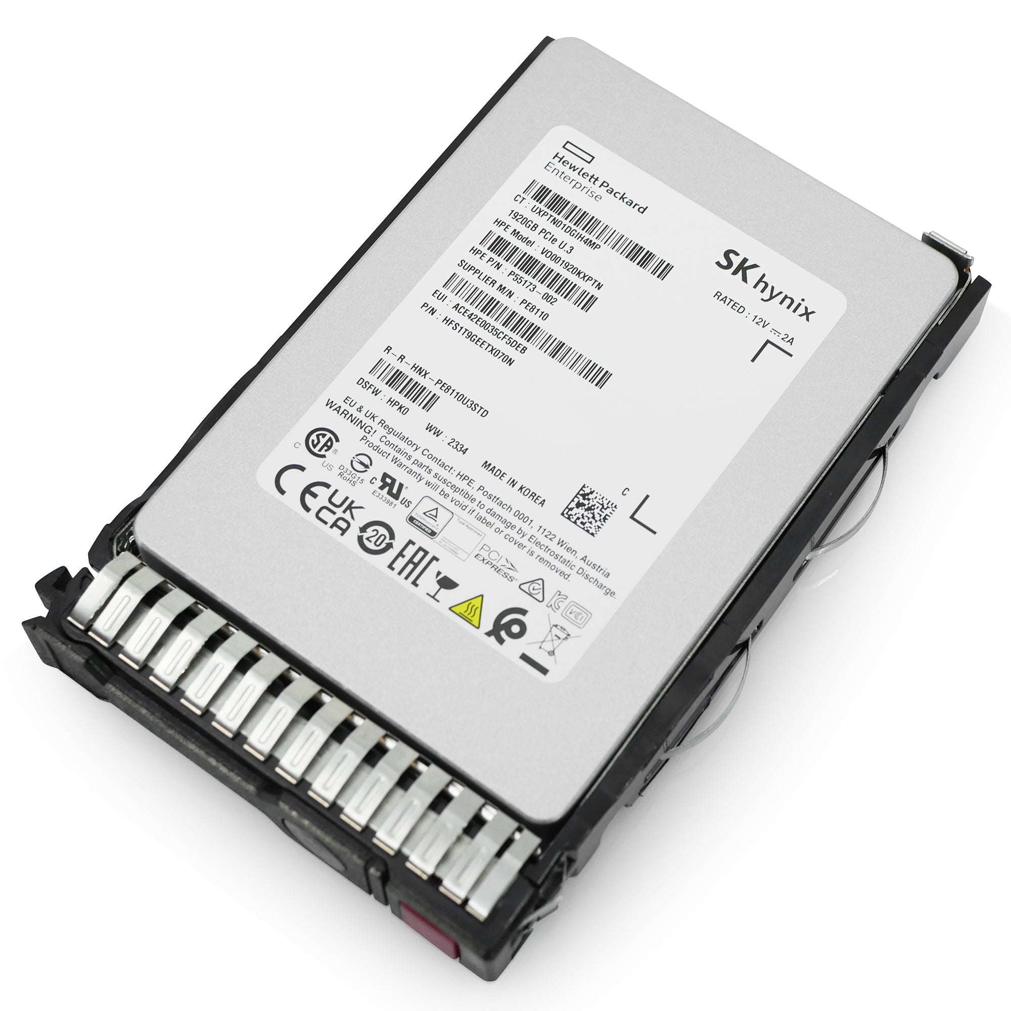 HP Generation 8 VO001920KXPTN P55173-002 1.92TB 1 DWPD PCIe Gen 4.0 x4 8GB/s 4D V6 TLC U.3 NVMe 2.5in Solid State Drive