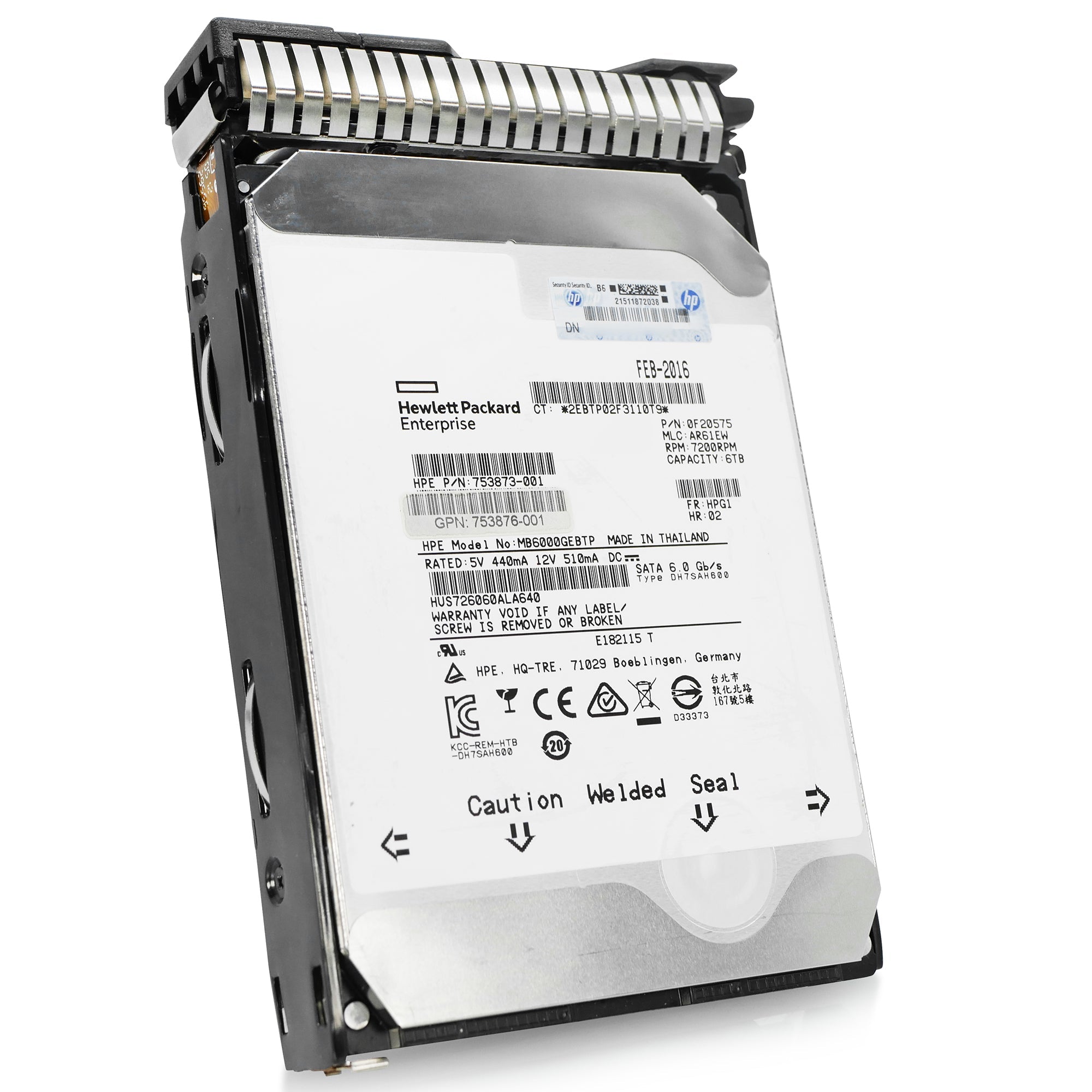 HP Generation 8 MB6000GEBTP 753873-001 6TB 7.2K RPM SATA 6Gb/s 512n 3.5in Refurbished HDD