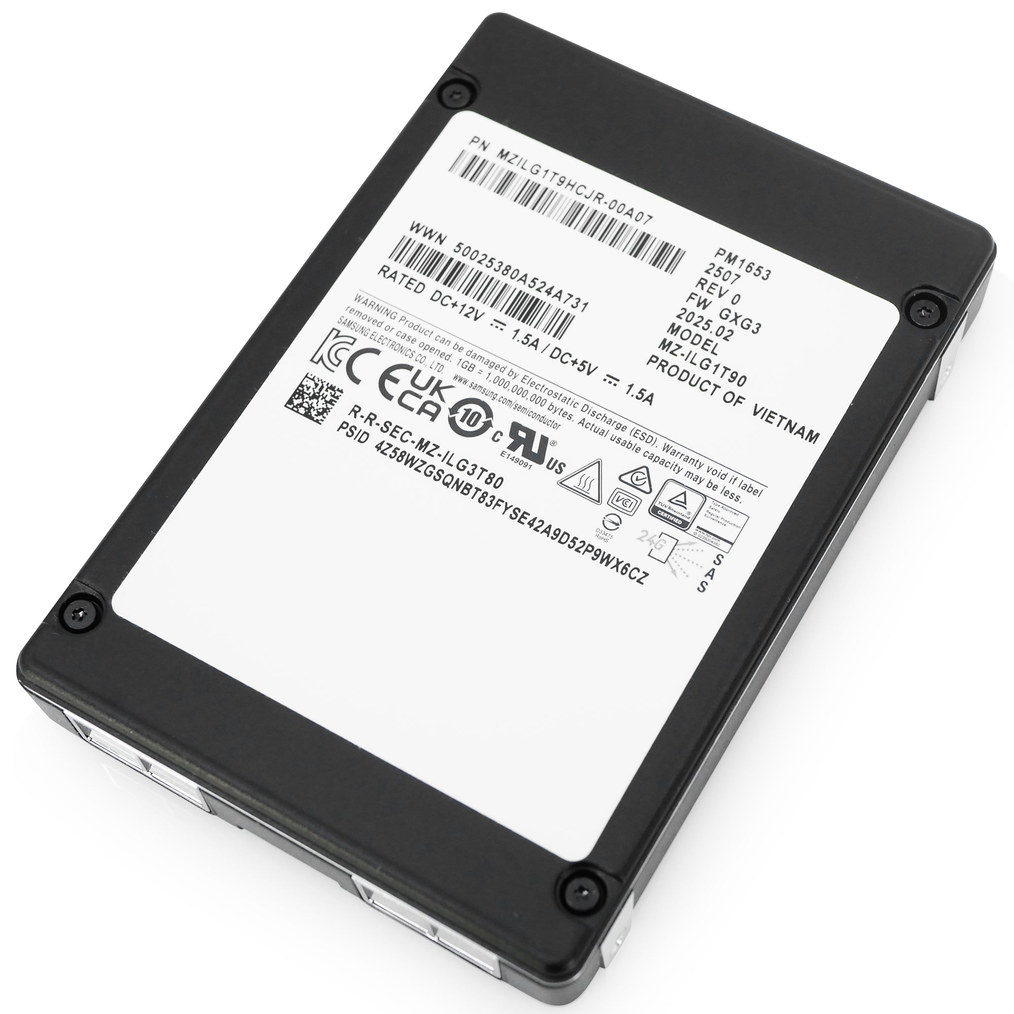 Samsung PM1653 MZILG1T9HCJR 1.92TB 1 DWPD SAS-4 24Gb/s V-NAND TLC 2.5in Solid State Drive