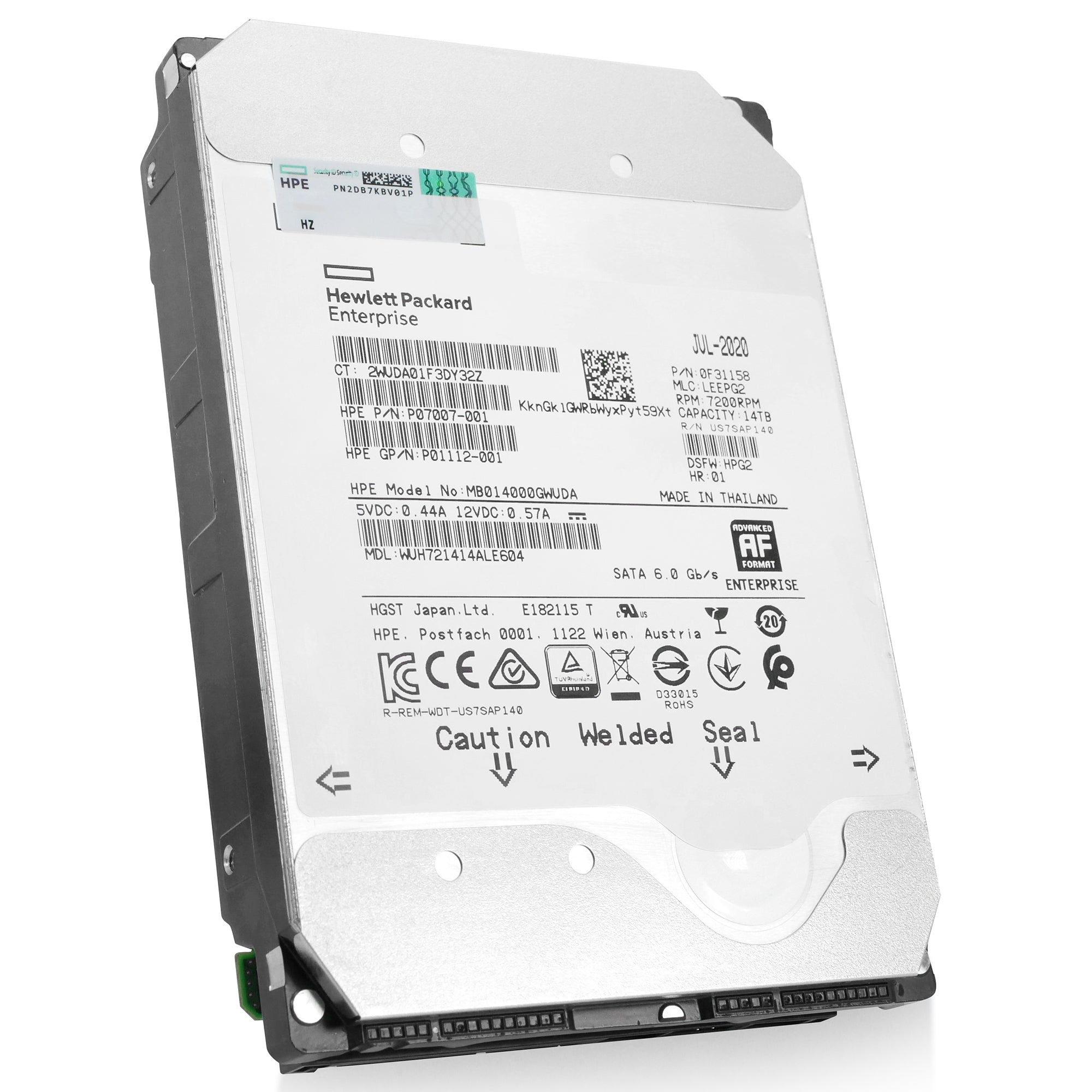 HP/Western Digital Ultrastar DC HC530 WUH721414ALE604 0F31158 14TB 7.2K RPM SATA 6Gb/s 512e 3.5in Recertified Hard Drive