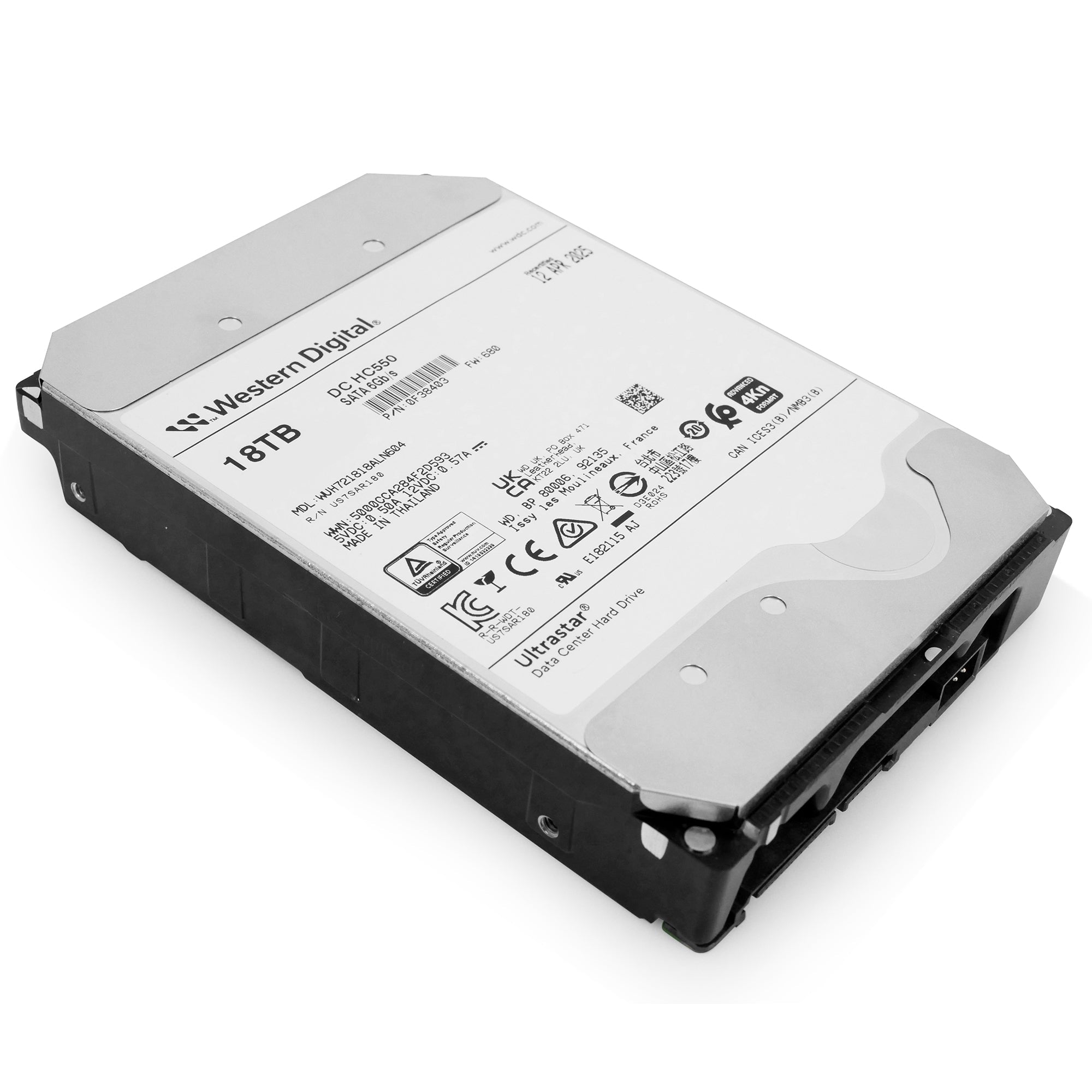 Western Digital Ultrastar DC HC550 WUH721818ALN604 0F38403 18TB 7.2K RPM SATA 6Gb/s 4Kn 3.5in Refurbished HDD